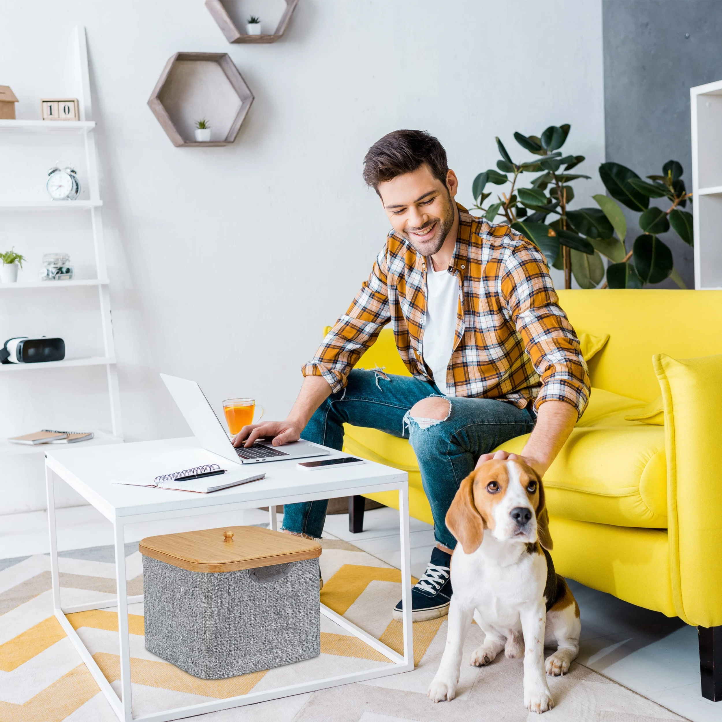 Relaxdays 2 X Aufbewahrungskorb In Grau - (B)33 X (H)25 X (T)33 Cm – Bild 3