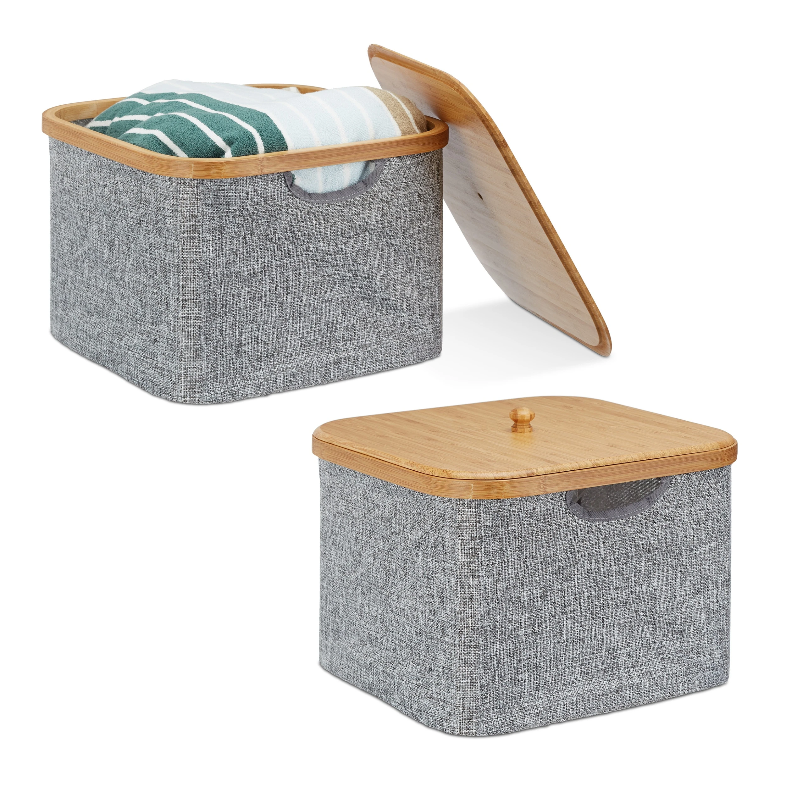 Relaxdays 2 X Aufbewahrungskorb In Grau - (B)33 X (H)25 X (T)33 Cm – Bild 8