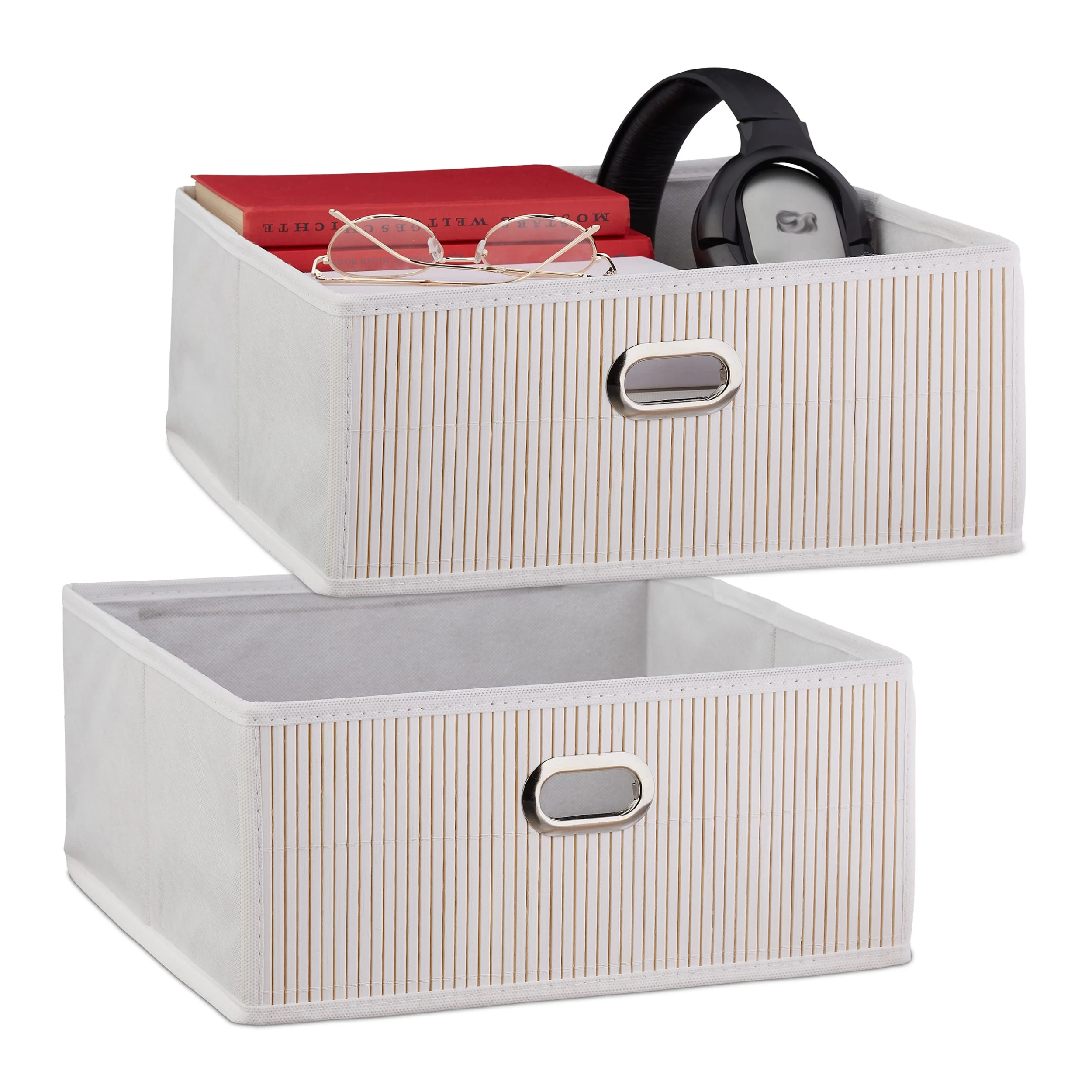 Relaxdays 2 X Aufbewahrungskorb In Weiß - (B)31 X (H)14 X (T)31 Cm – Bild 8