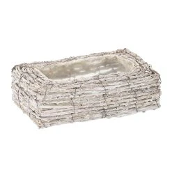 Relaxdays 2 X Blumentopf In Weiß/ Natur - (B)27 X (H)8 X (T) 17 Cm