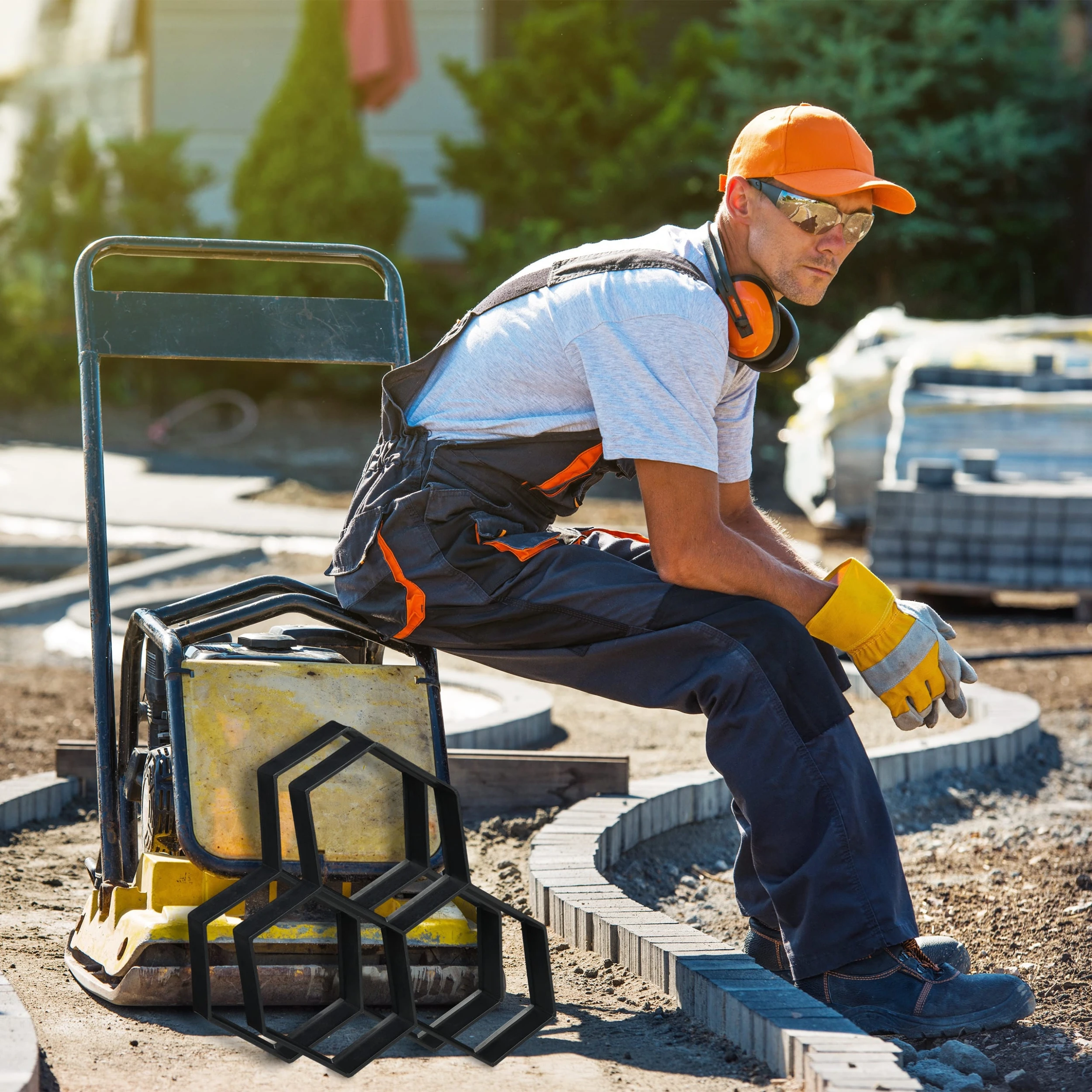 Relaxdays 2 X Pflasterform Hexagon Für Pflastersteine In Schwarz – Bild 3