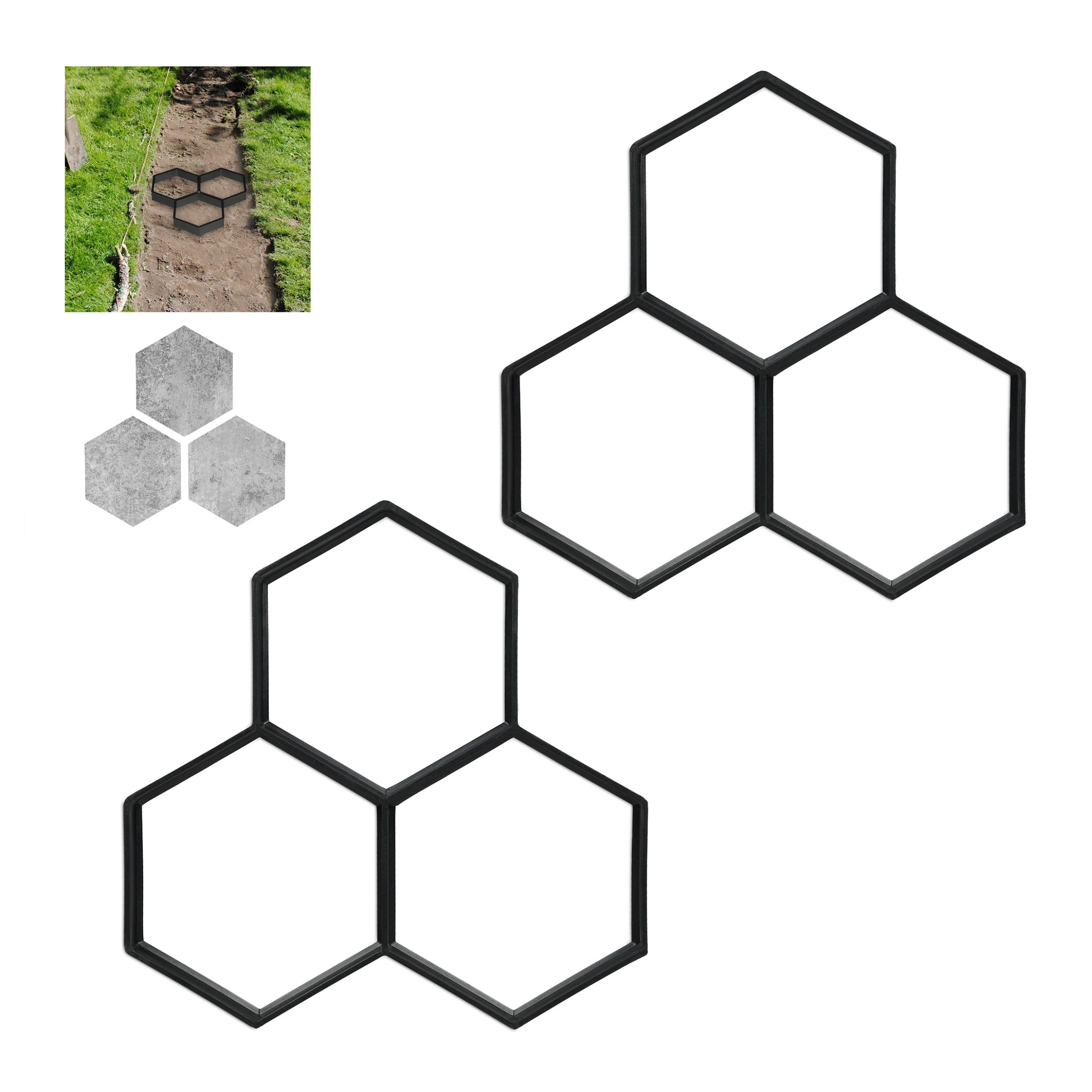 Relaxdays 2 X Pflasterform Hexagon Für Pflastersteine In Schwarz – Bild 8