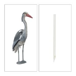 Relaxdays 2 X Reiher Gartenfigur In Grau