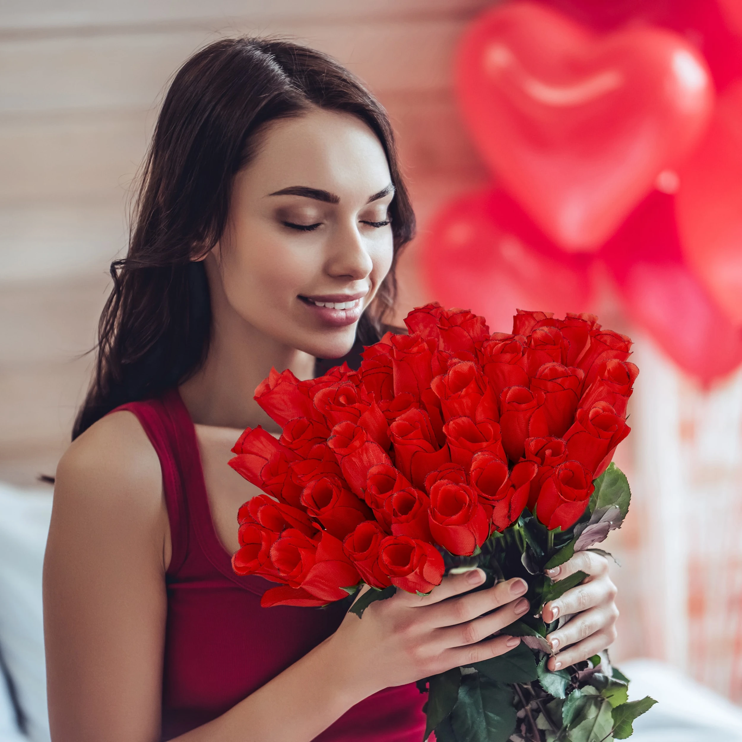 Relaxdays 288x Kunstrosen In Rot – Bild 2