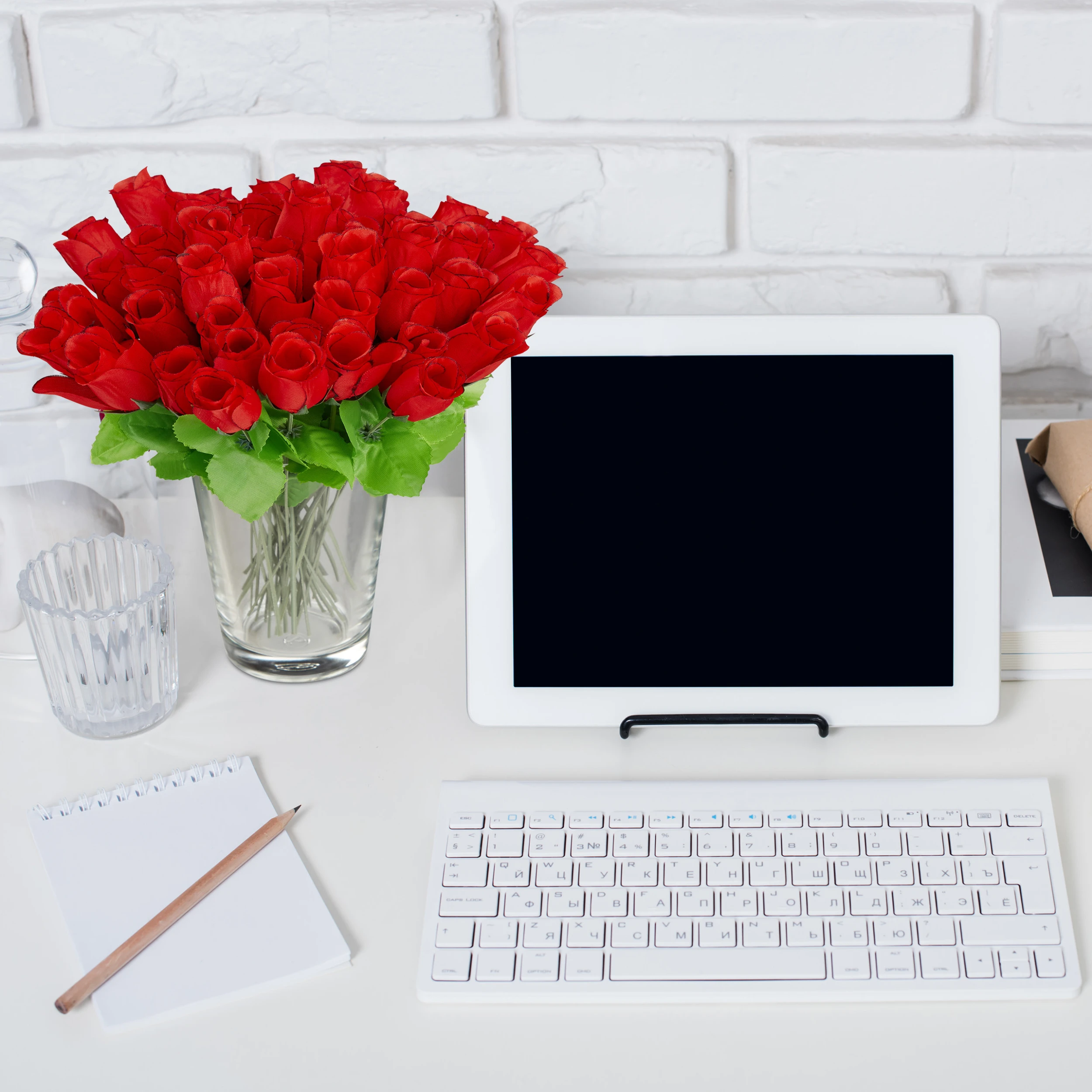 Relaxdays 288x Kunstrosen In Rot – Bild 5