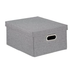 Relaxdays 2x Aufbewahrungsbox In Grau - (B)34,5 X (H)20,5 X (T)42 Cm