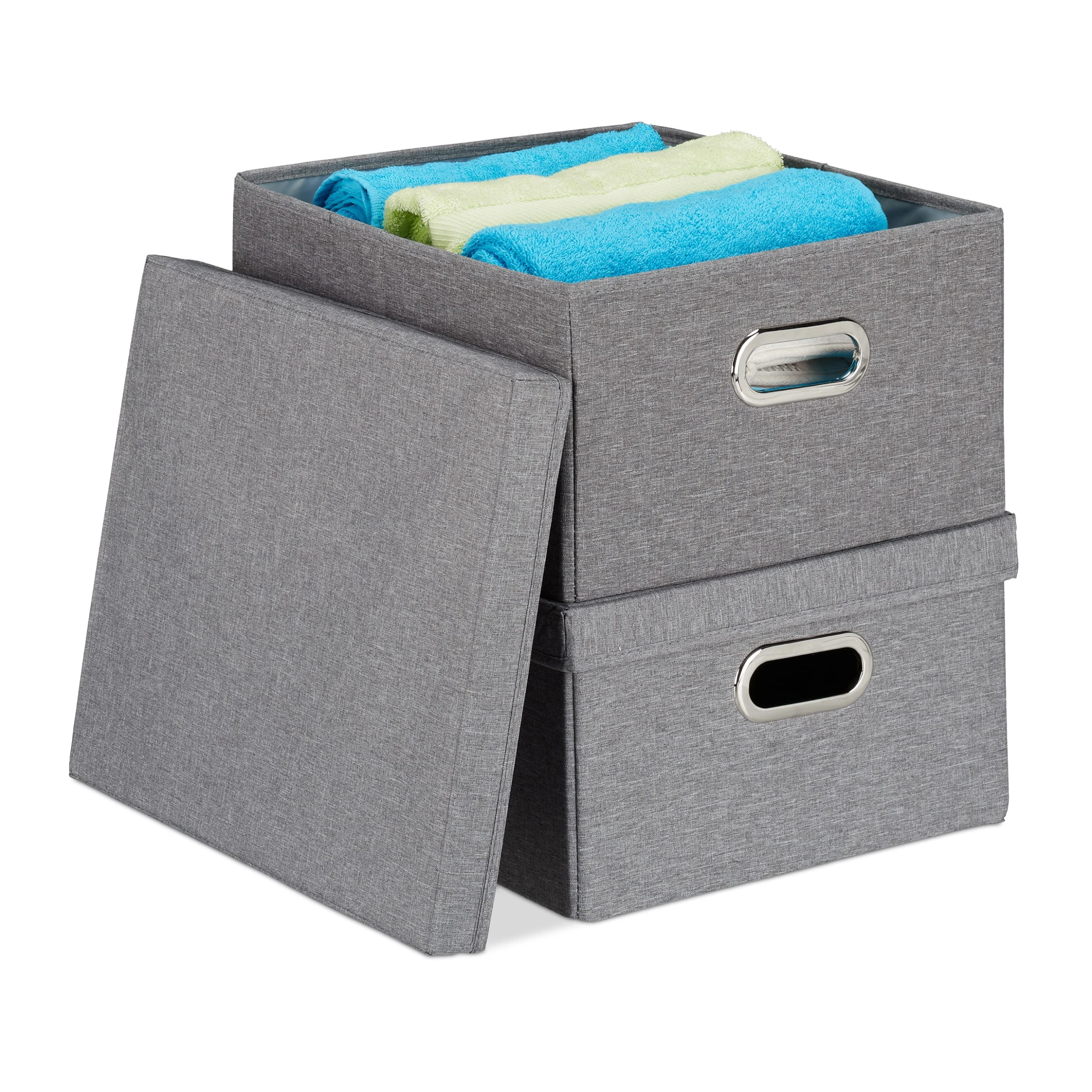 Relaxdays 2x Aufbewahrungsbox In Grau - (B)34,5 X (H)20,5 X (T)42 Cm – Bild 8