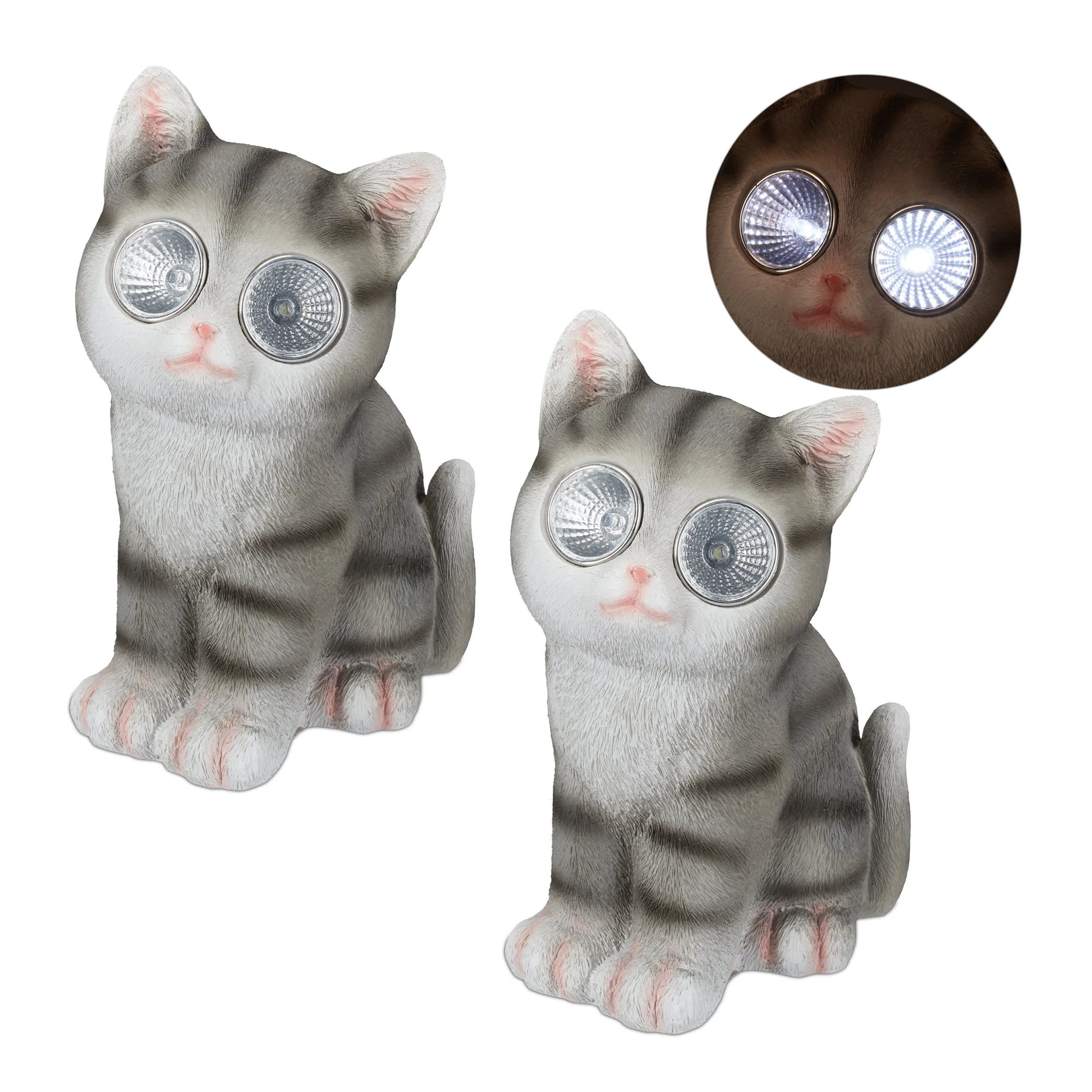 Relaxdays 2x Gartenfigur Katze In Grau - (B)12 X (H)23 X (T)14 Cm – Bild 8