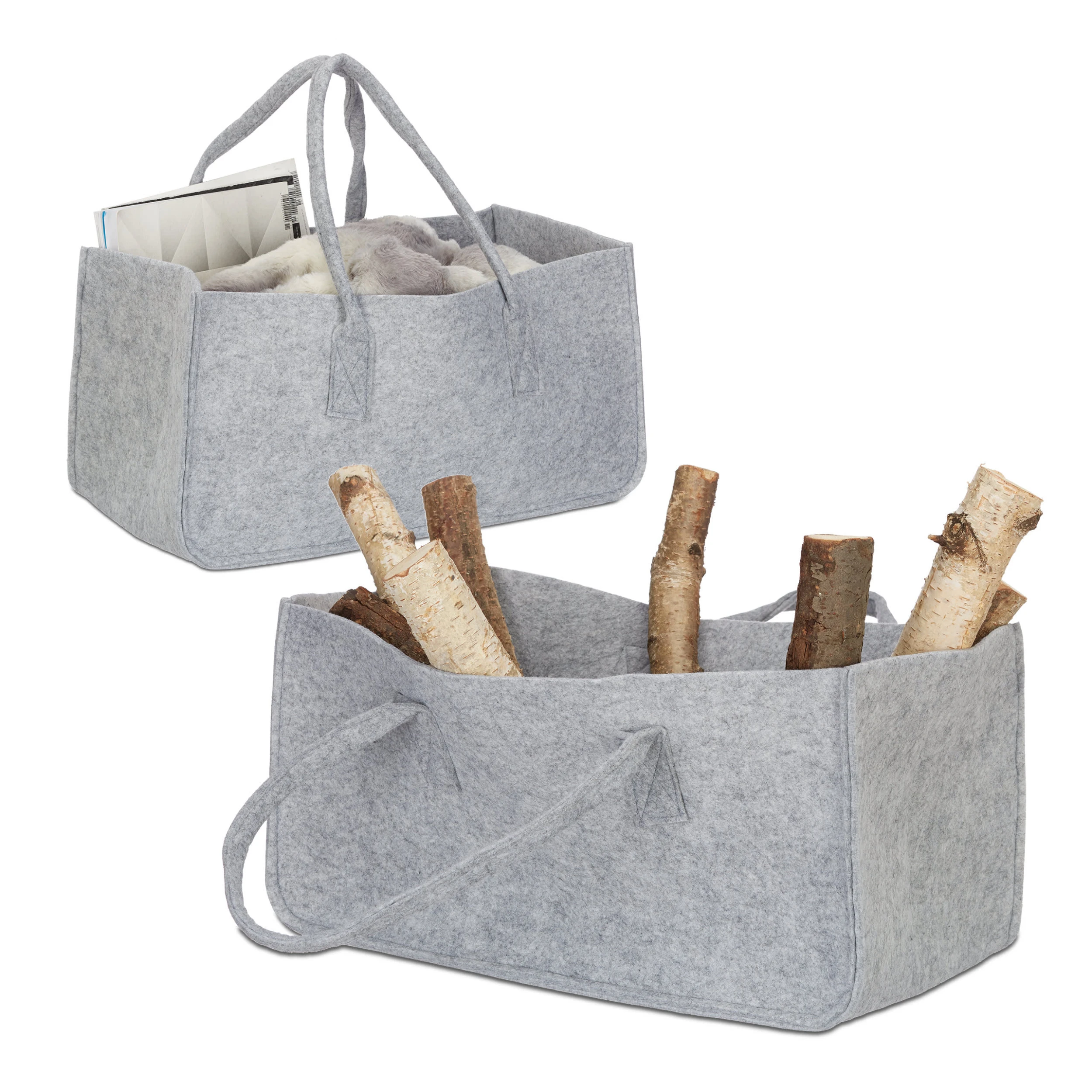 Relaxdays 2x Kaminholztasche In Grau - (B)25 X (H)25 X (T)50 Cm – Bild 7