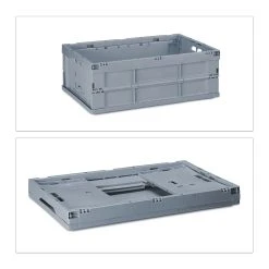 Relaxdays 2x Klappbox In Grau - (B)59,5 X (H)20,5 X (T)40 Cm