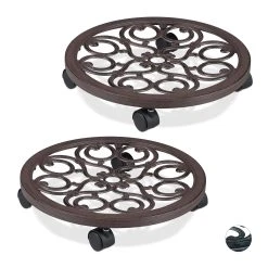 Relaxdays 2x Pflanzenroller In Braun - Ø 38 Cm