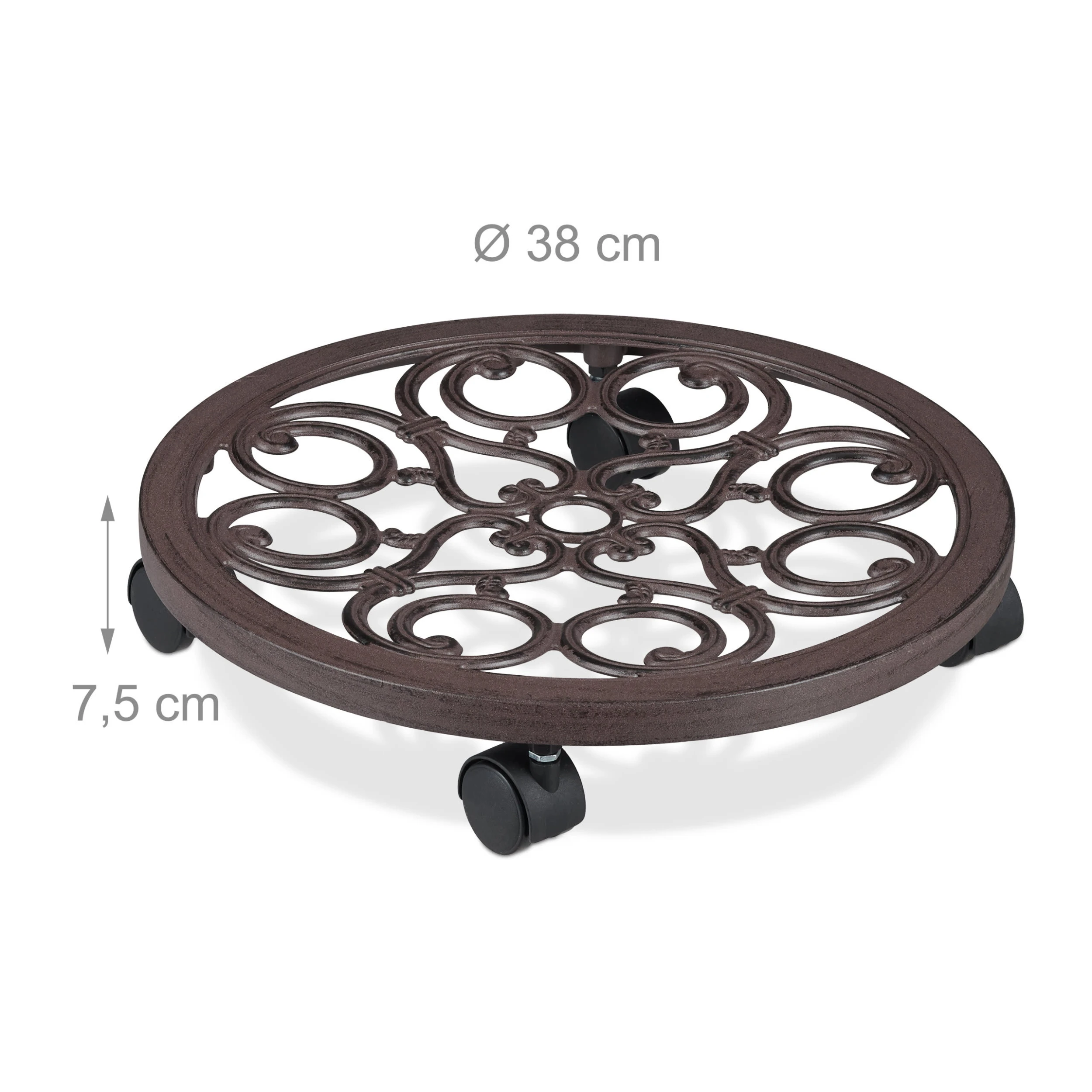 Relaxdays 2x Pflanzenroller In Braun - Ø 38 Cm – Bild 4