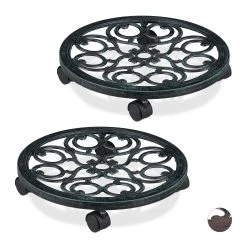 Relaxdays 2x Pflanzenroller In Grün - Ø 38 Cm