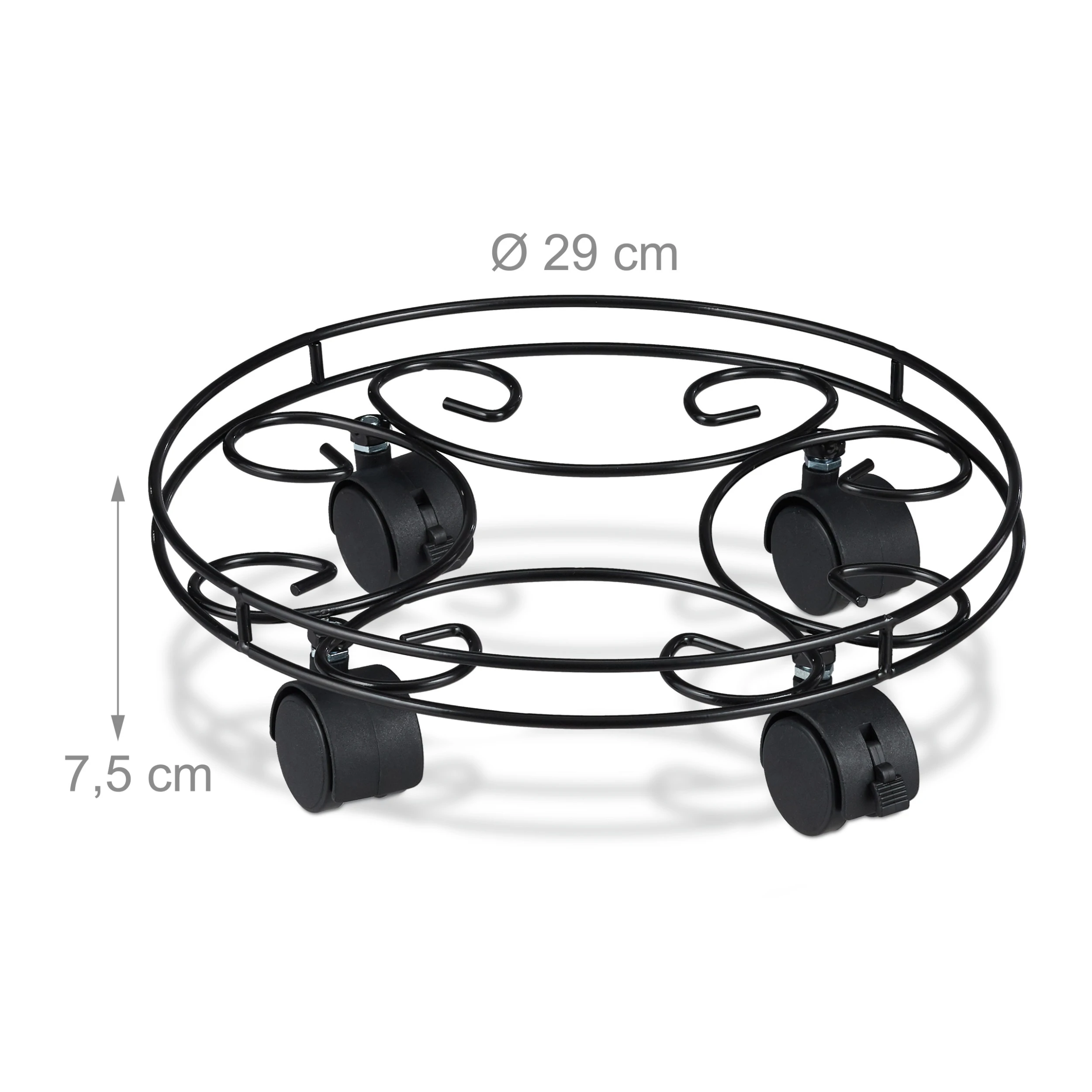 Relaxdays 2x Pflanzenroller In Schwarz - Ø 29 Cm – Bild 4