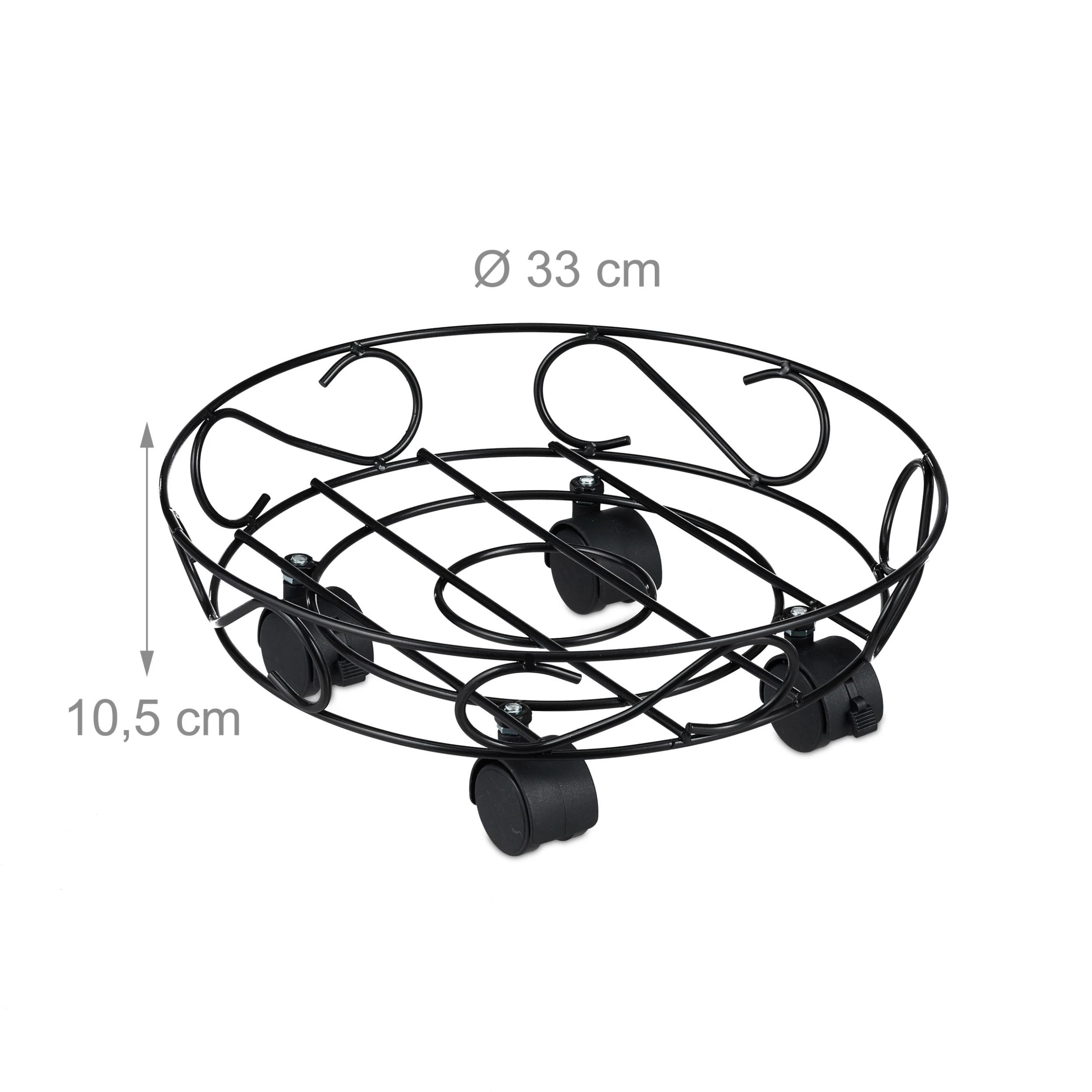 Relaxdays 2x Pflanzenroller In Schwarz - Ø 33 Cm – Bild 4