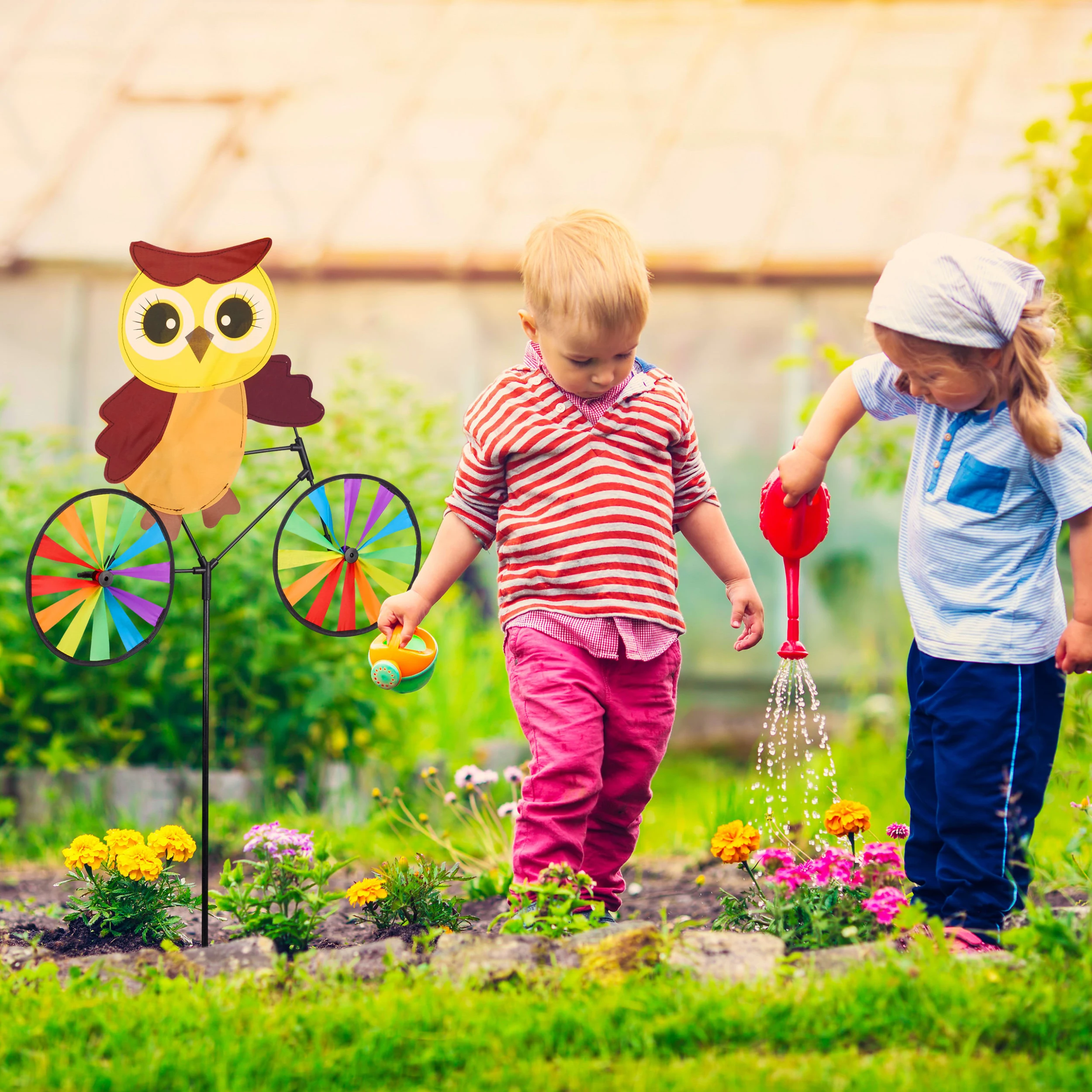 Relaxdays 2x Windrad "Eule" In Bunt – Bild 2