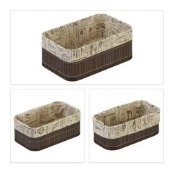 Relaxdays 3 X Aufbewahrungskorb In Braun/ Beige