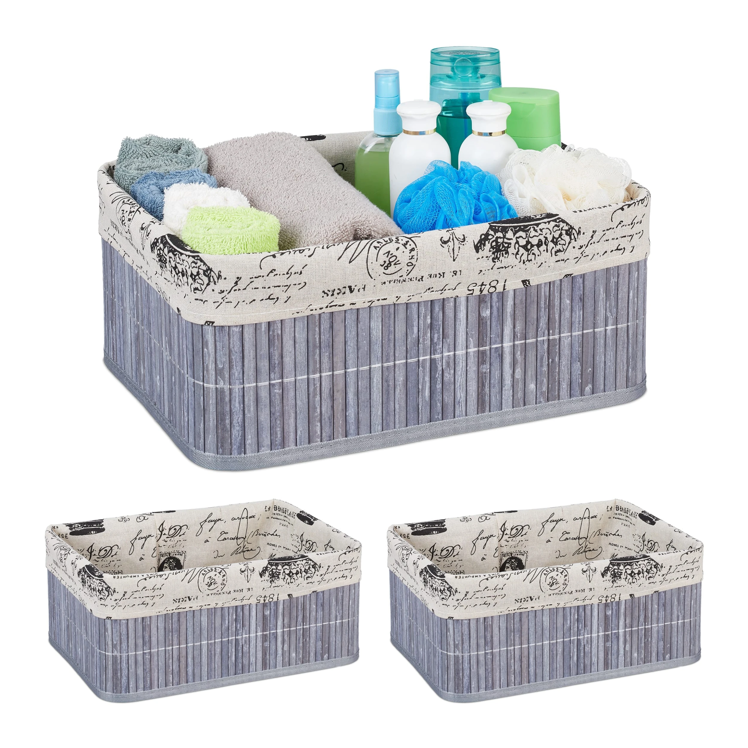 Relaxdays 3 X Aufbewahrungskorb In Grau - (B)38 X (H)16,5 X (T)28,5 Cm – Bild 8