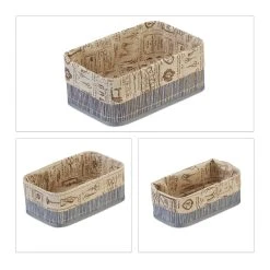 Relaxdays 3 X Aufbewahrungskorb In Grau/ Beige