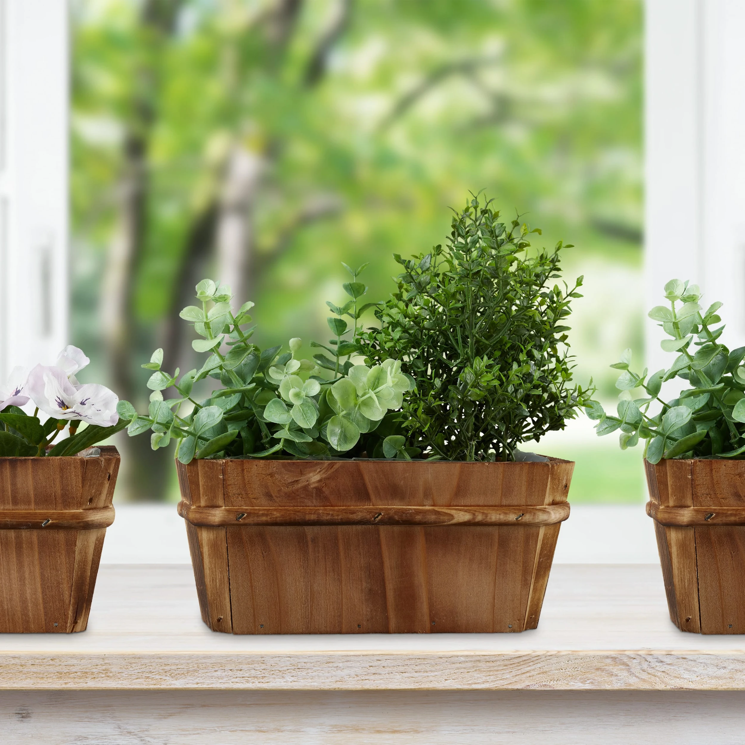 Relaxdays 3 X Blumenkasten In Natur - (B)19,5 X (H)8,5 X (T)11 Cm – Bild 2