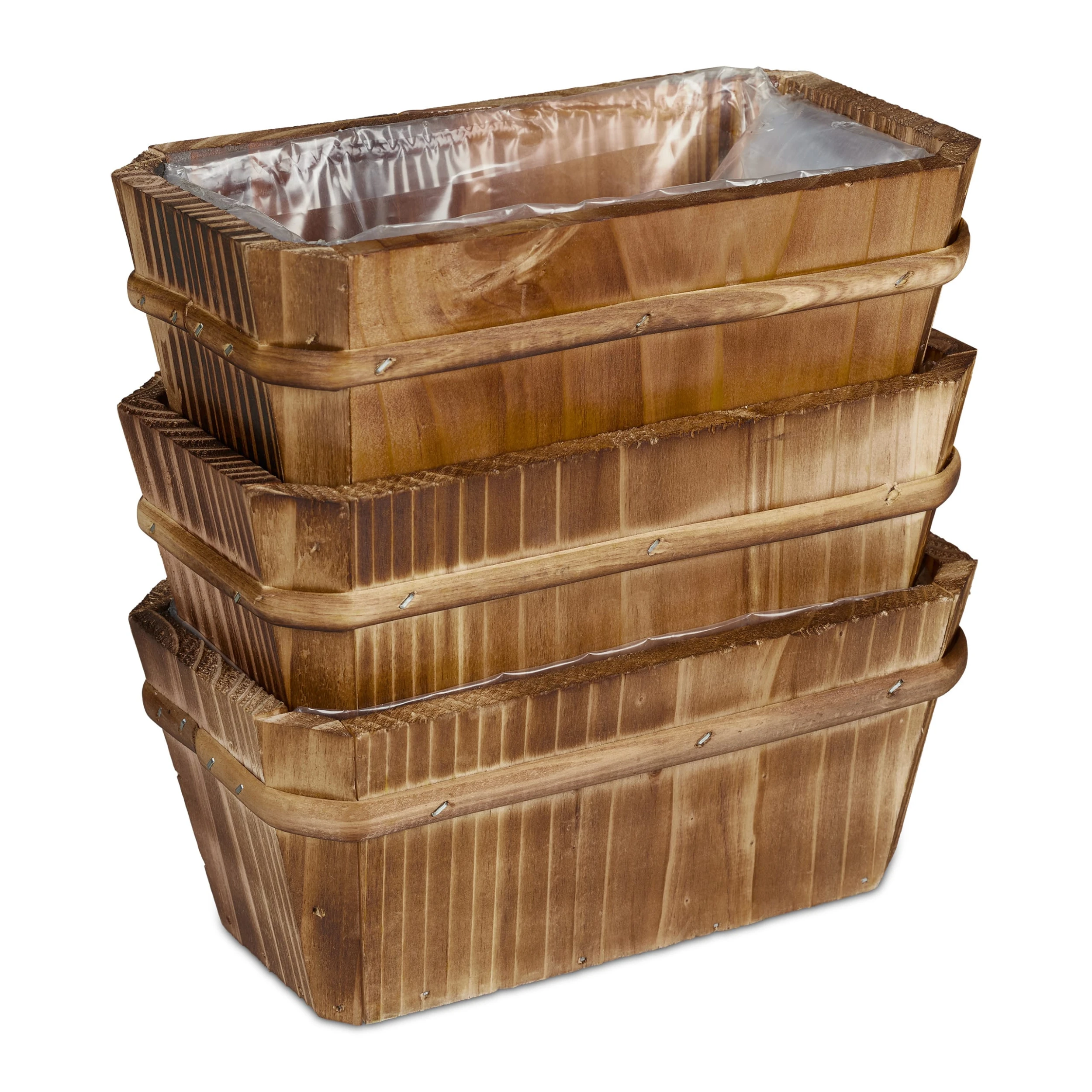 Relaxdays 3 X Blumenkasten In Natur - (B)19,5 X (H)8,5 X (T)11 Cm – Bild 6