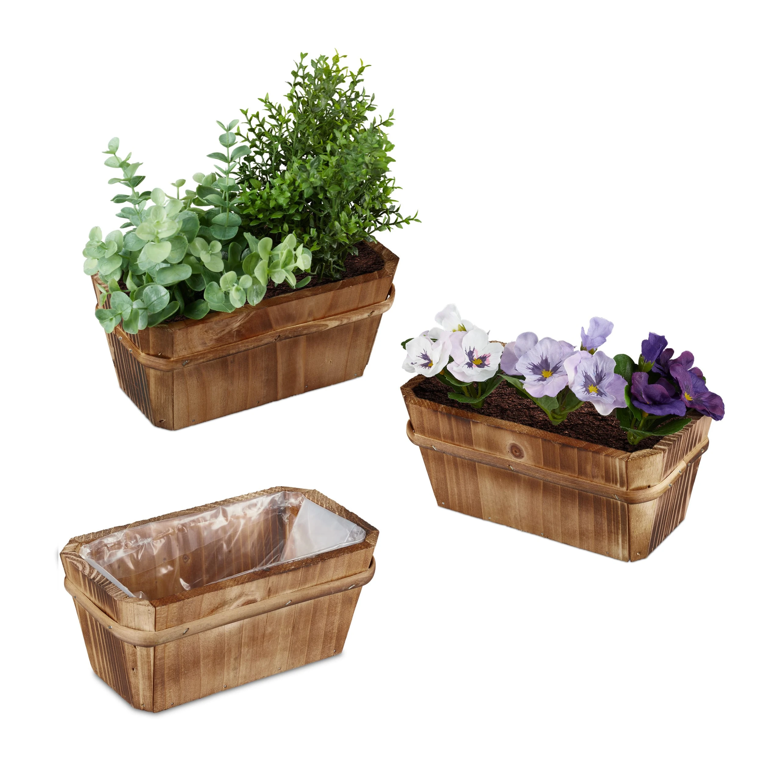 Relaxdays 3 X Blumenkasten In Natur - (B)19,5 X (H)8,5 X (T)11 Cm – Bild 8