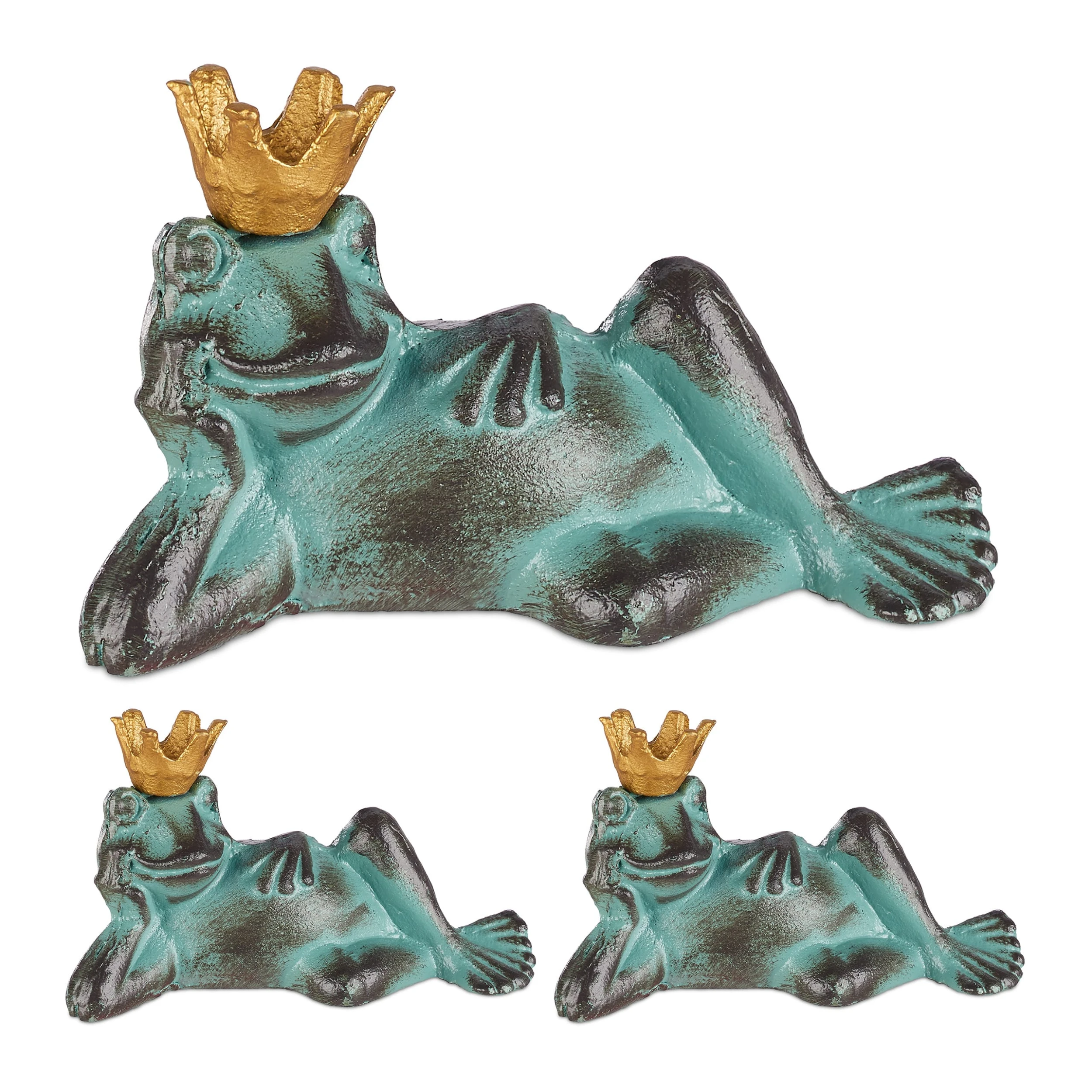 Relaxdays 3 X Gartenfigur Froschkönig In Grün - Größe L – Bild 8