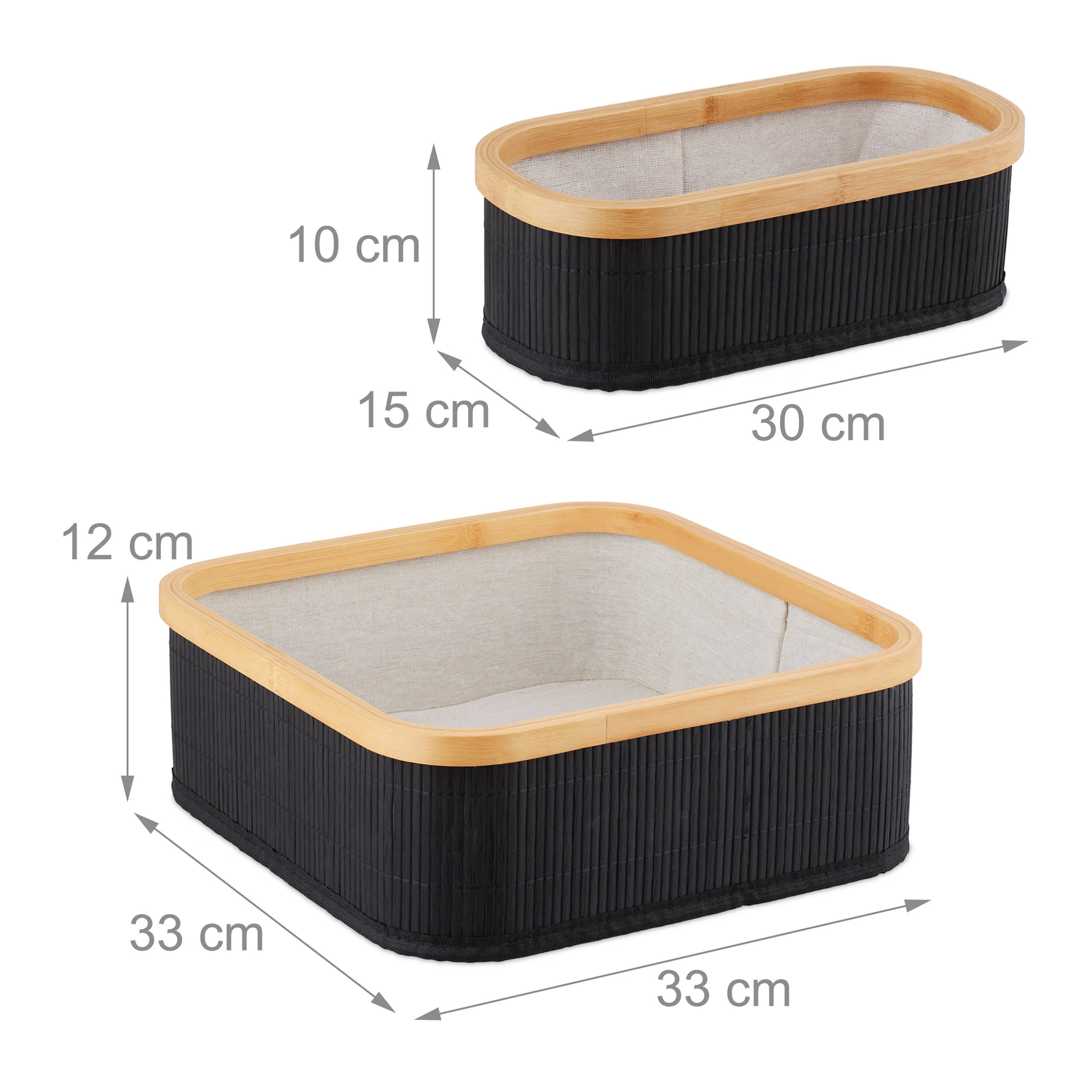 Relaxdays 3tlg. Aufbewahrungskorb Set In Schwarz/ Natur – Bild 4