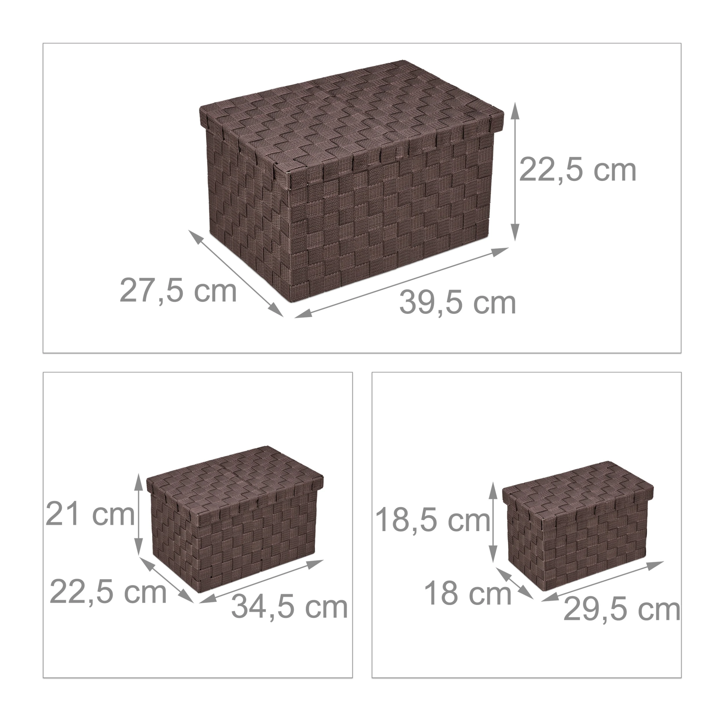 Relaxdays 3tlg. Aufbewahrungskorb Set Mit Deckel In Braun – Bild 4