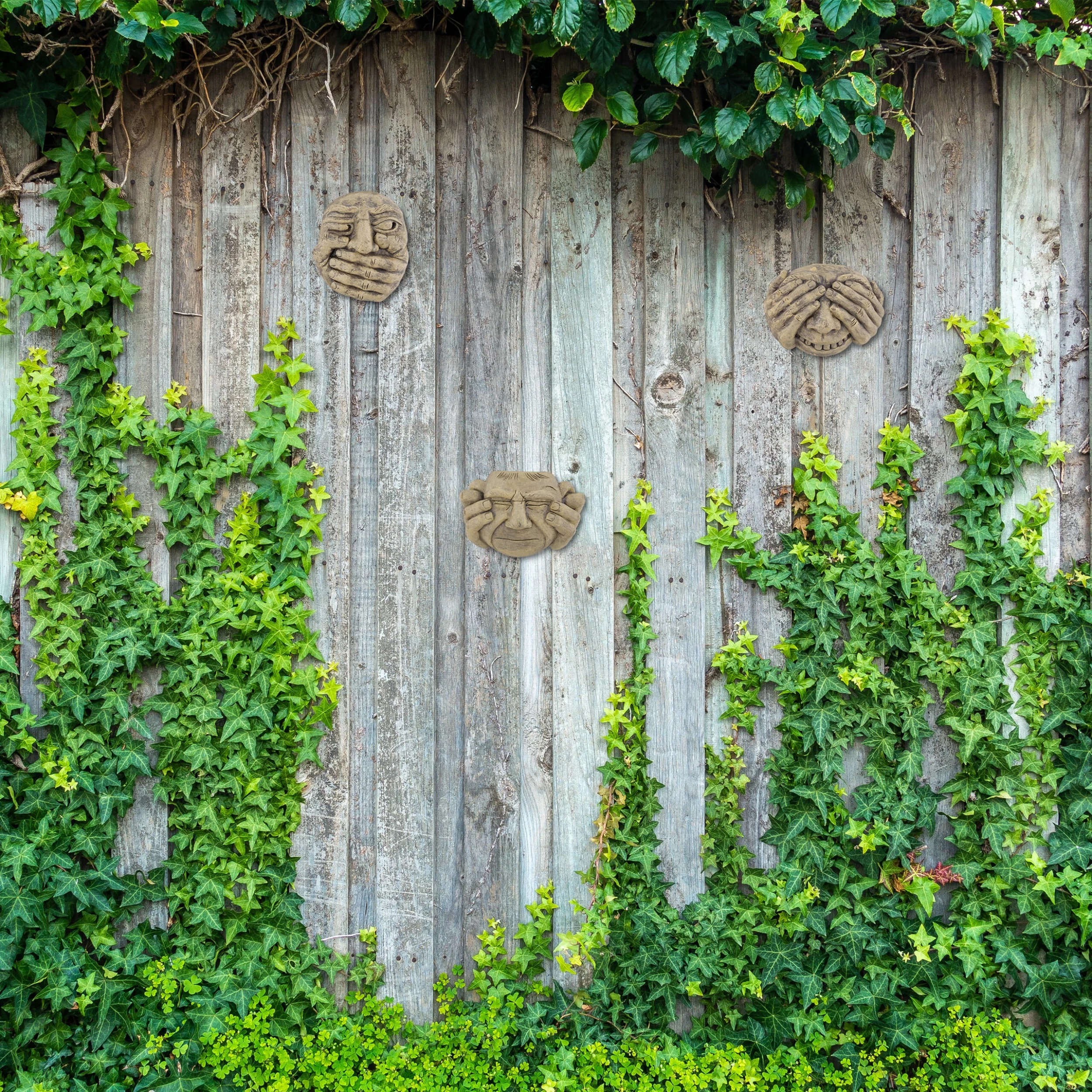 Relaxdays 3tlg. Baumgesichter In Beige/ Anthrazit – Bild 2