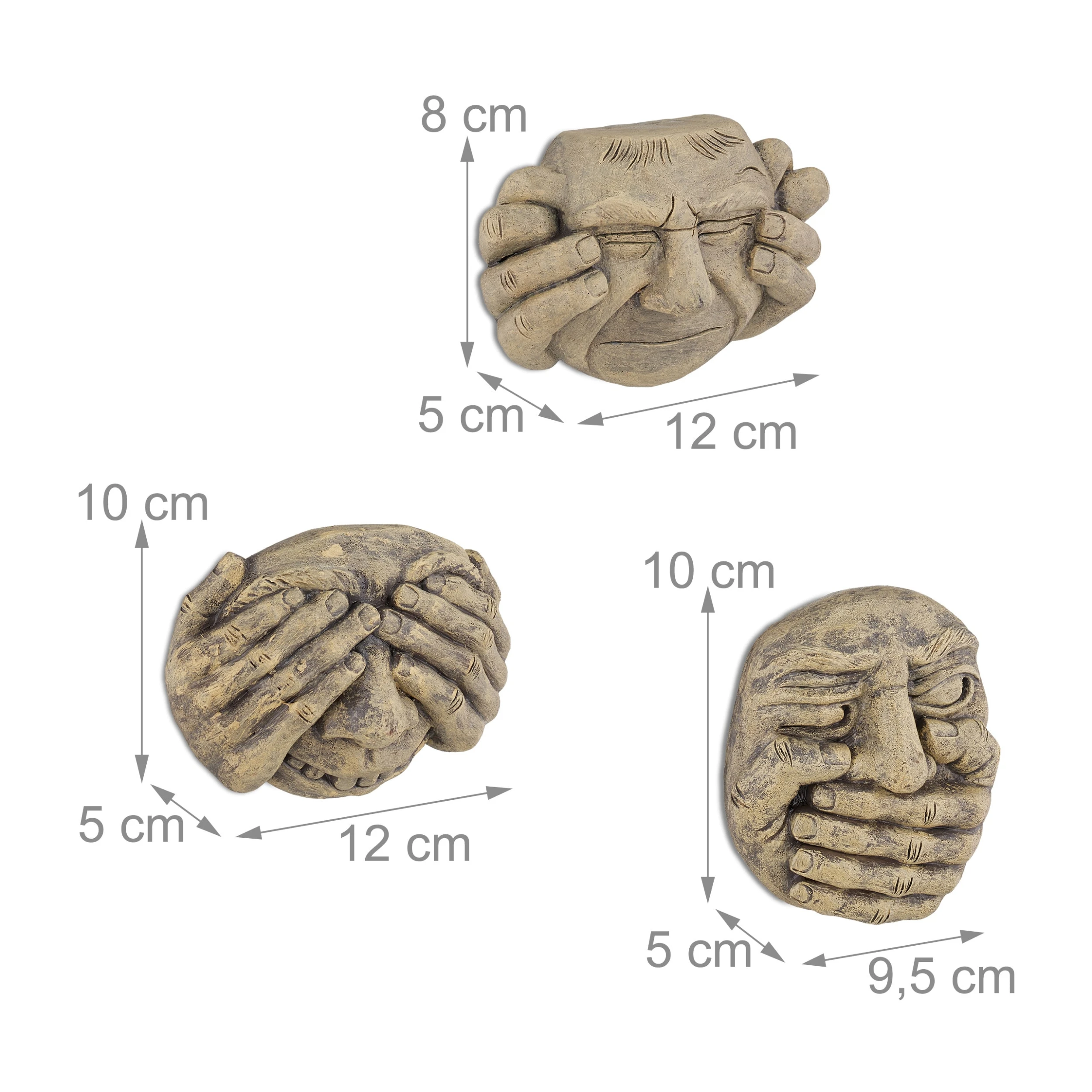 Relaxdays 3tlg. Baumgesichter In Beige/ Anthrazit – Bild 4