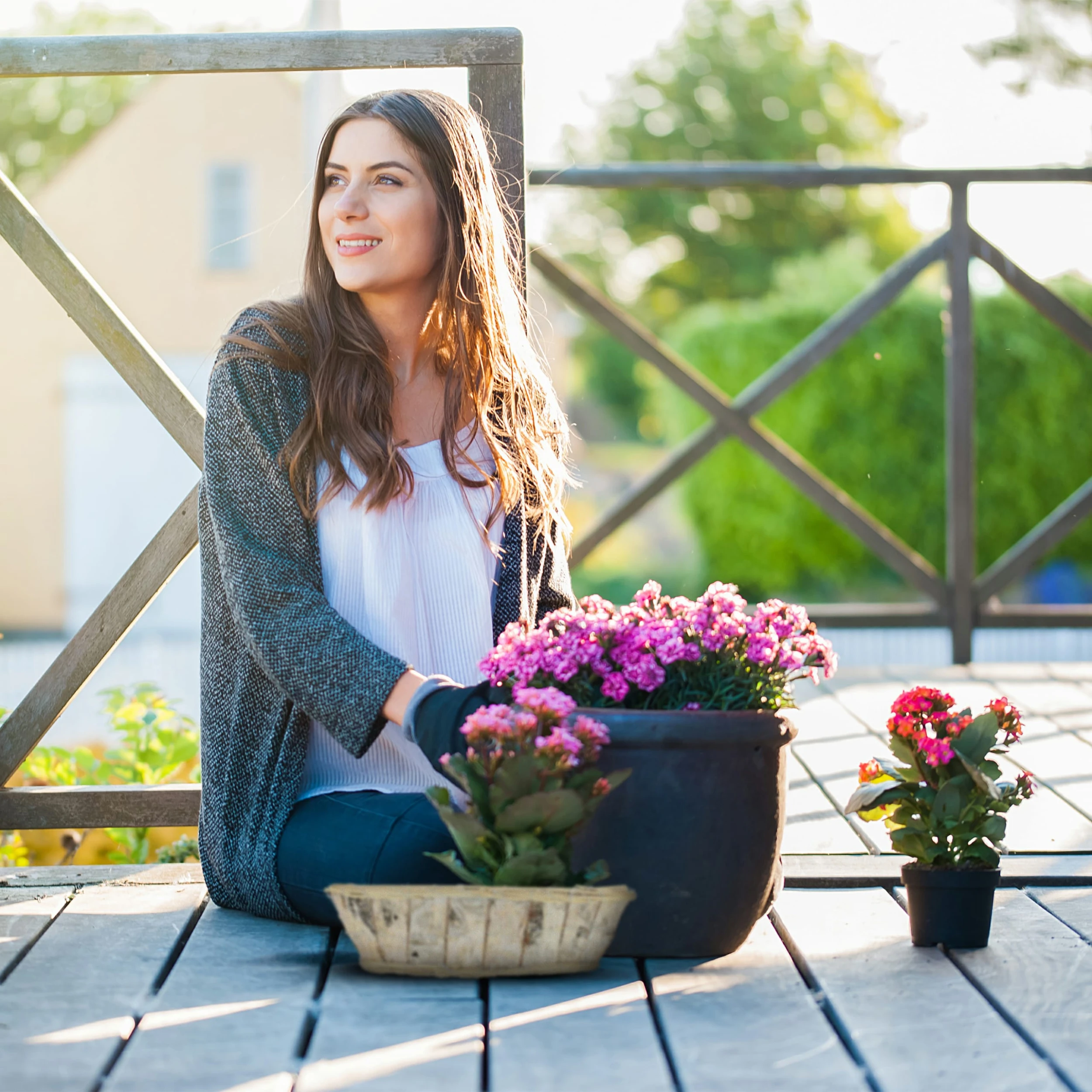 Relaxdays 3tlg. Blumentopf In Weiß/ Natur – Bild 3