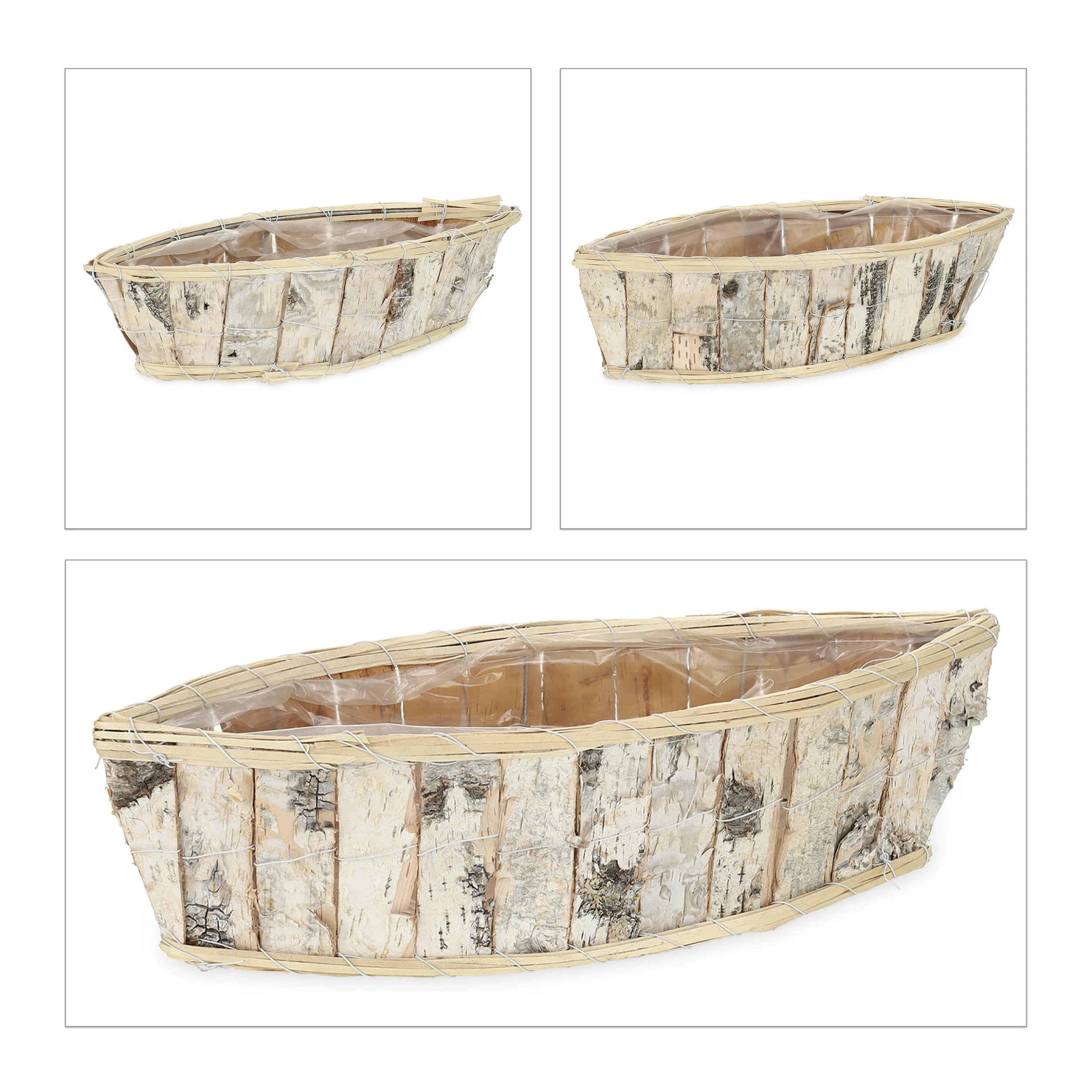 Relaxdays 3tlg. Blumentopf In Weiß/ Natur