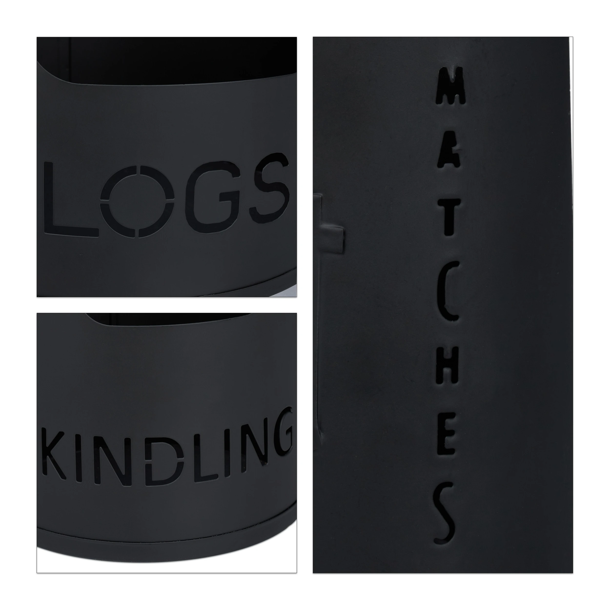 Relaxdays 3tlg. Kaminholzkorb Set In Schwarz – Bild 6