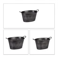 Relaxdays 3tlg. Metallwannen Set In Dunkelgrau - 12/18/22 L