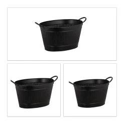 Relaxdays 3tlg. Metallwannen Set In Schwarz - 12/18/22 L