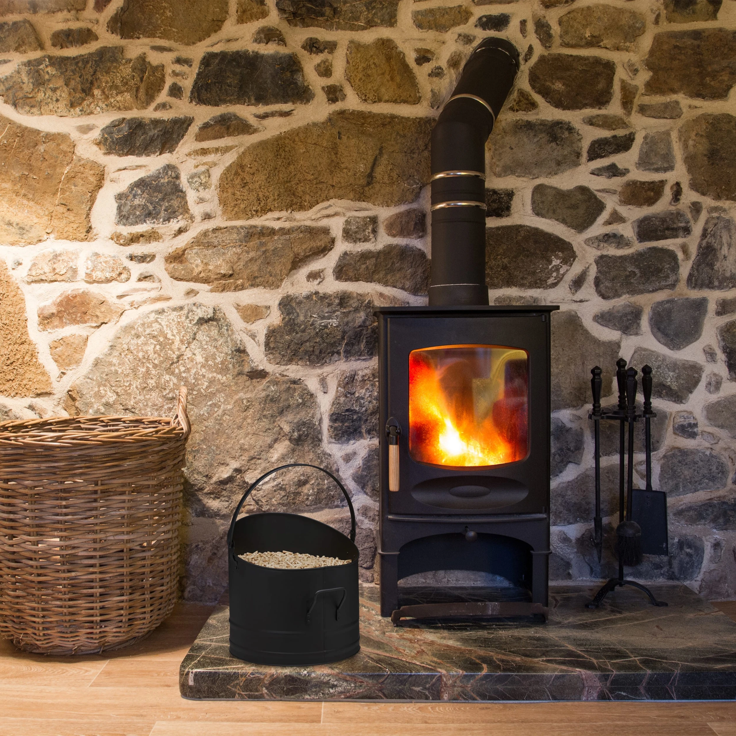 Relaxdays 3tlg. Pelleteimer Set In Schwarz – Bild 2