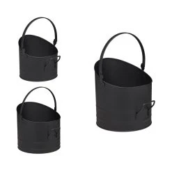 Relaxdays 3tlg. Pelleteimer Set In Schwarz