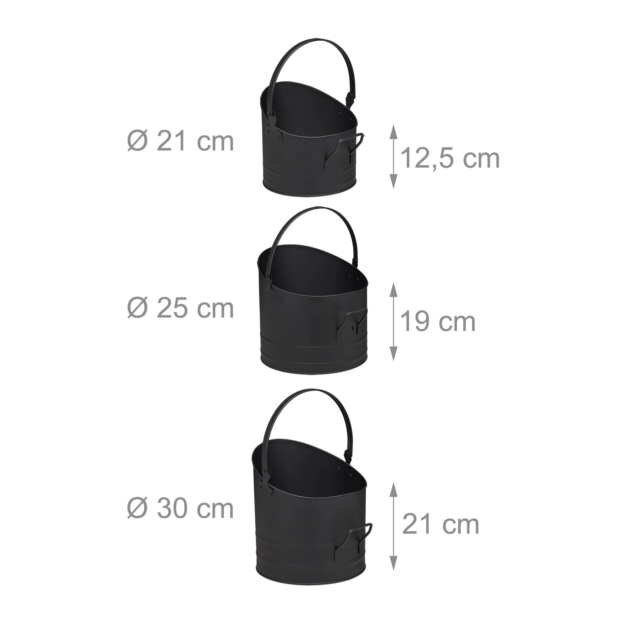 Relaxdays 3tlg. Pelleteimer Set In Schwarz – Bild 4