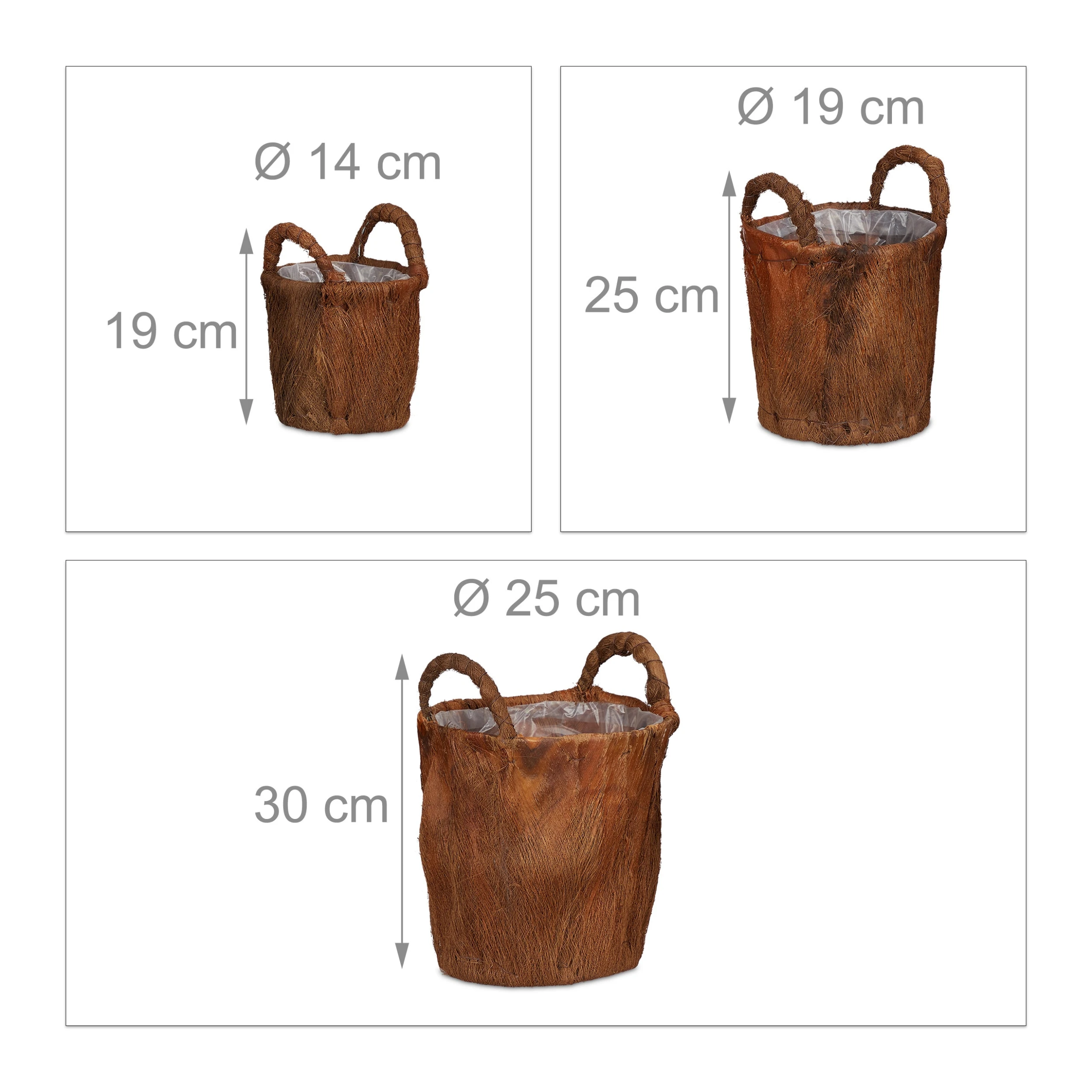 Relaxdays 3tlg. Pflanzkorb Set In Natur – Bild 4
