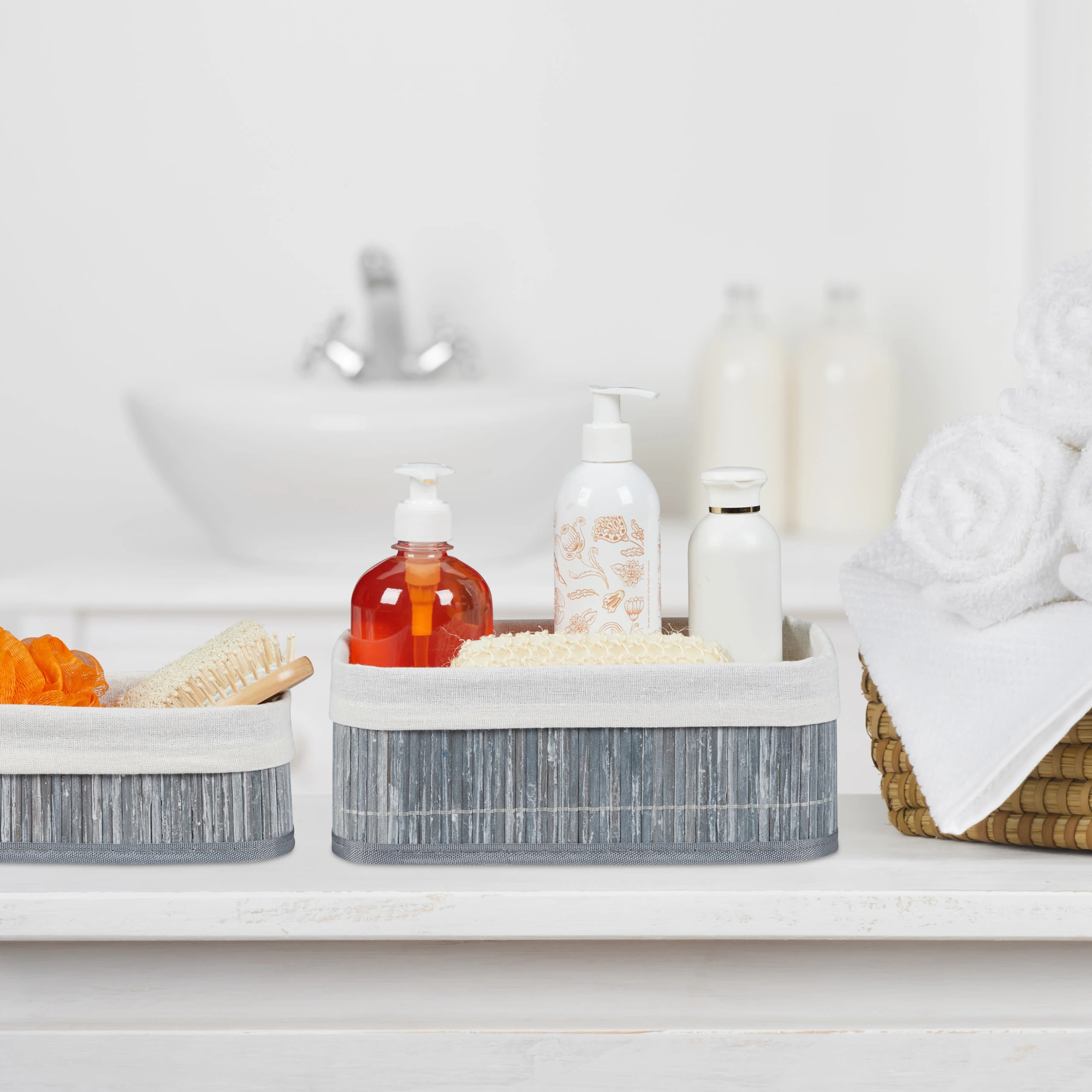 Relaxdays 3x Aufbewahrungskorb Bad In Grau – Bild 3