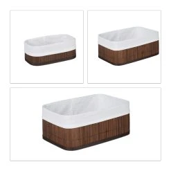 Relaxdays 3x Aufbewahrungskorb In Braun