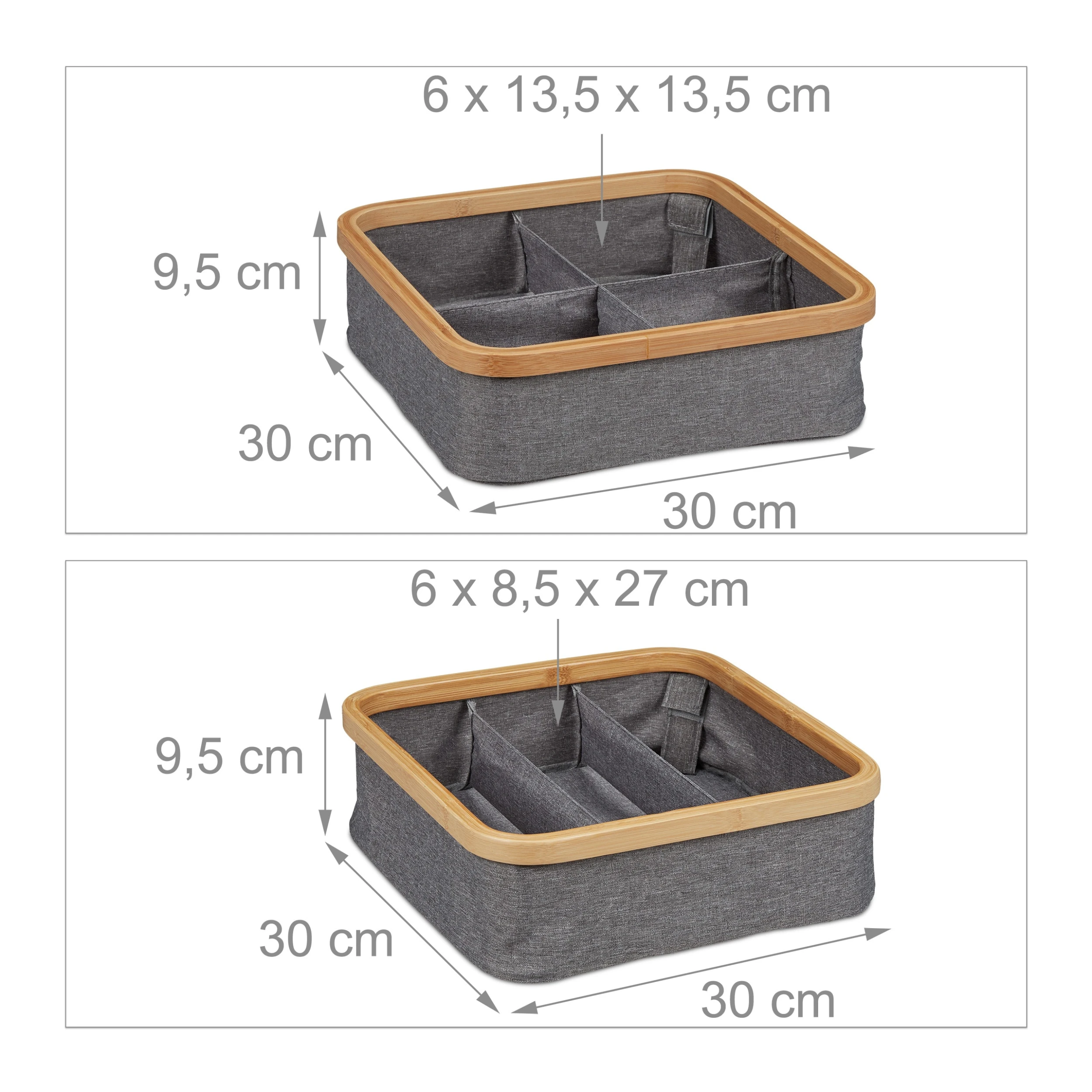 Relaxdays 3x Aufbewahrungskorb In Grau - (B)30 X (H)9,5 X (T)30 Cm – Bild 4