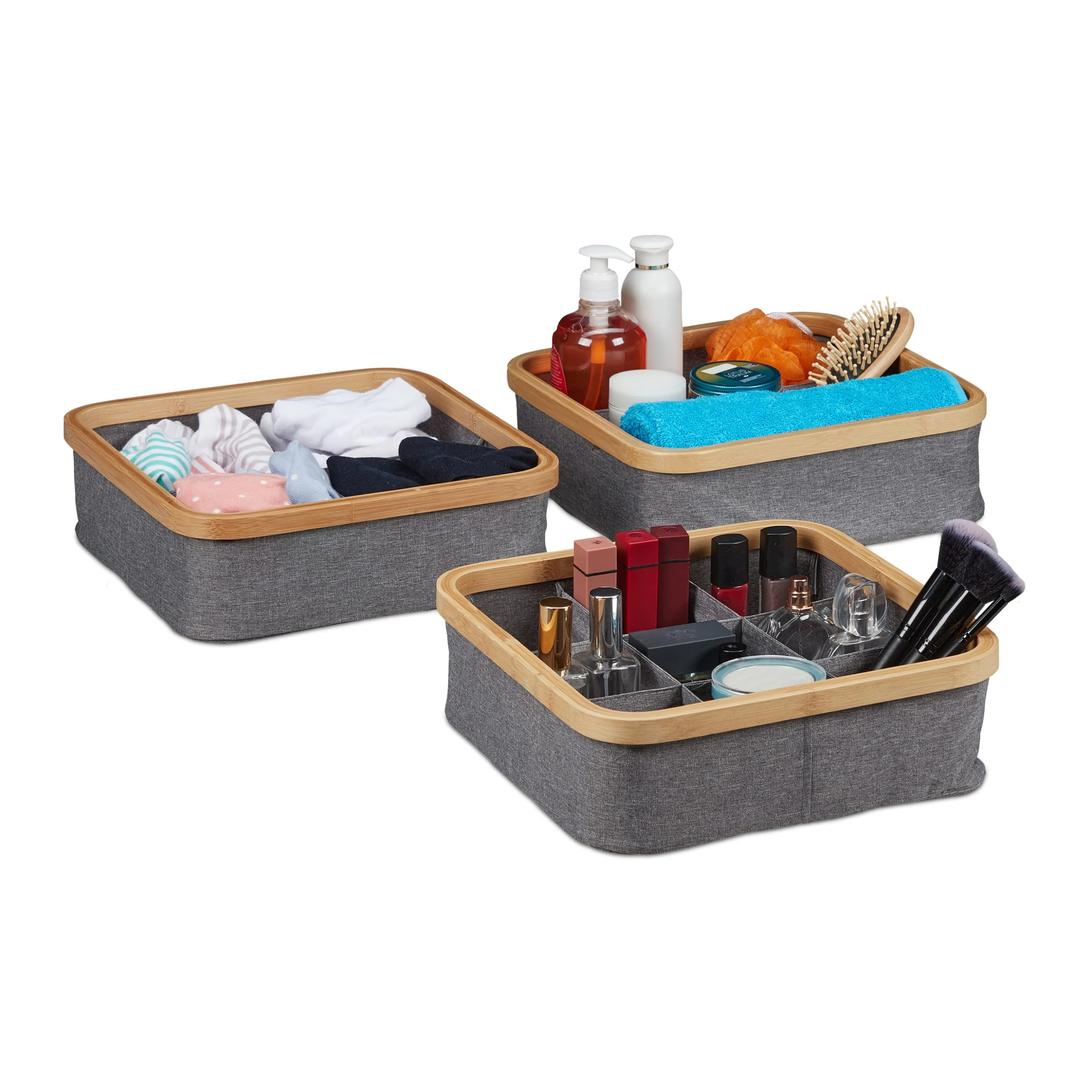 Relaxdays 3x Aufbewahrungskorb In Grau - (B)30 X (H)9,5 X (T)30 Cm – Bild 7