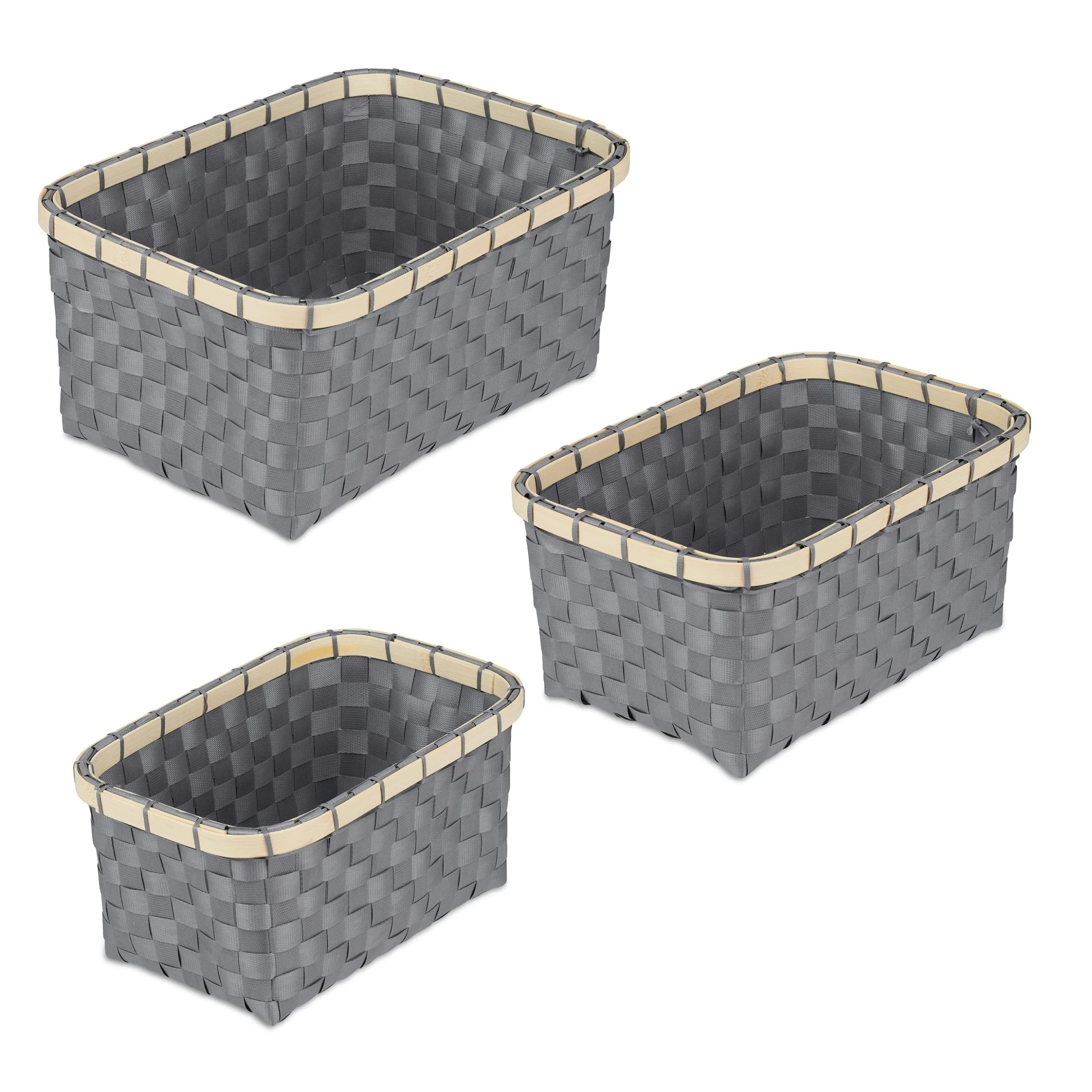 Relaxdays 3x Aufbewahrungskorb In Grau