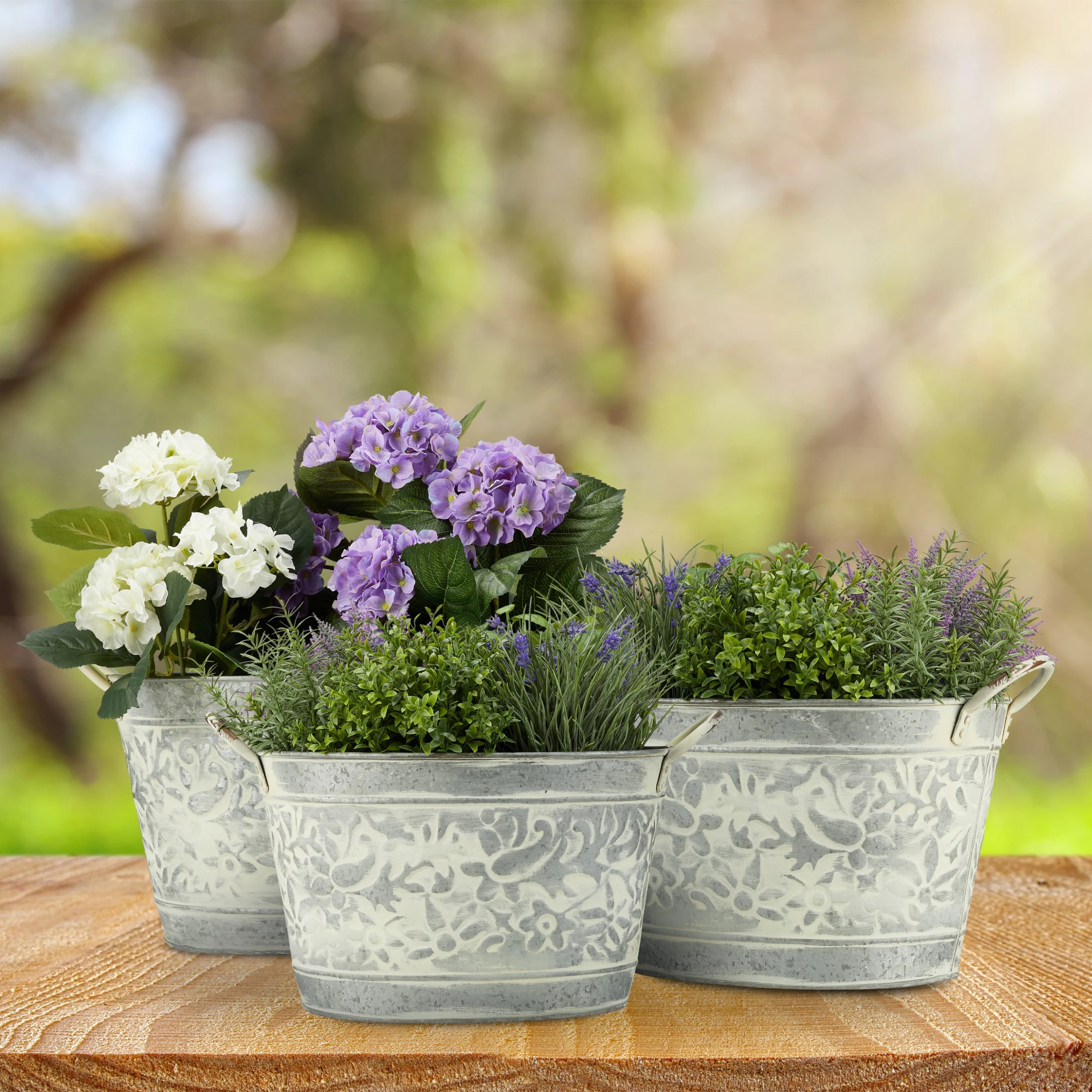 Relaxdays 3x Zinkwanne In Silber – Bild 2