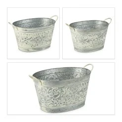 Relaxdays 3x Zinkwanne In Silber