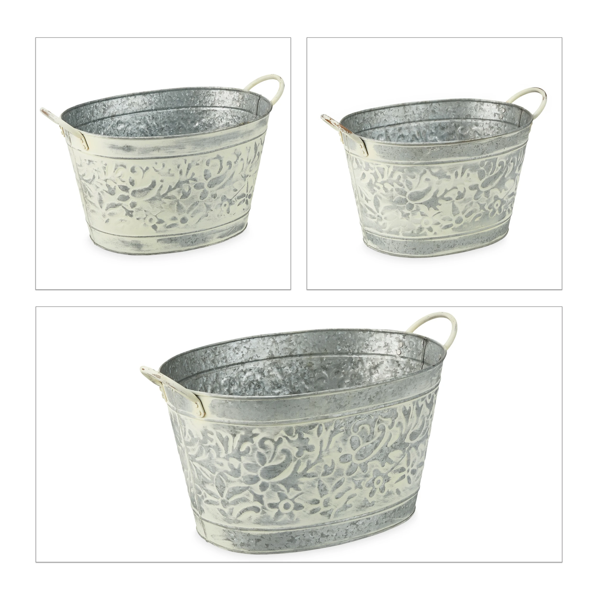 Relaxdays 3x Zinkwanne In Silber