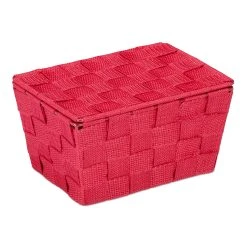 Relaxdays 4 X Aufbewahrungskorb In Bordeaux - (B)19,5x (H)10,5 X (T)14,5 Cm