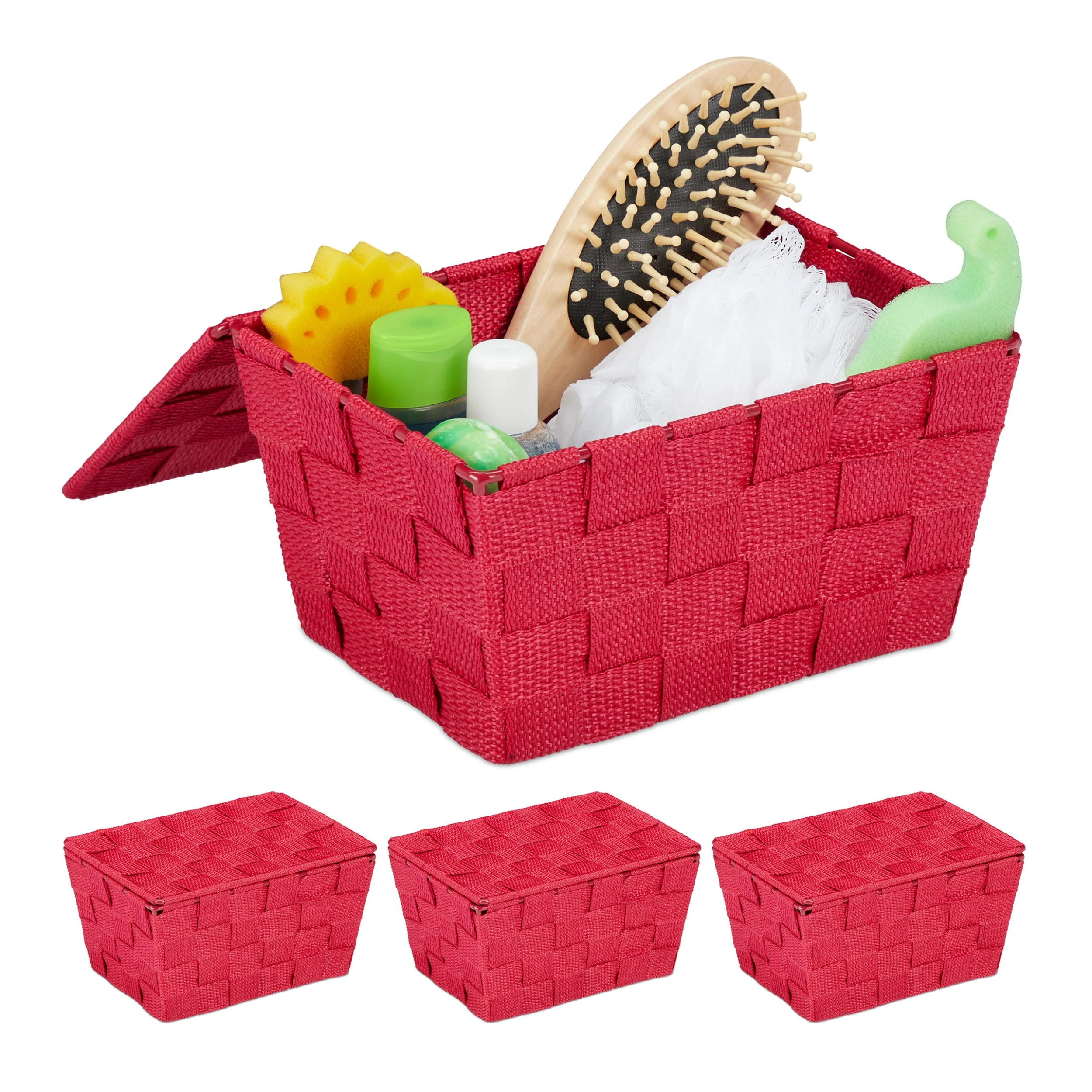 Relaxdays 4 X Aufbewahrungskorb In Bordeaux - (B)19,5x (H)10,5 X (T)14,5 Cm – Bild 8